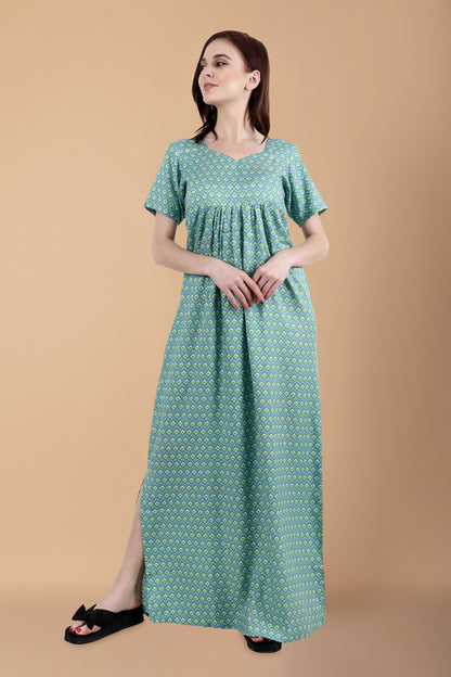 Women Plus Size Mint Gathered Nursing Dress | Apella