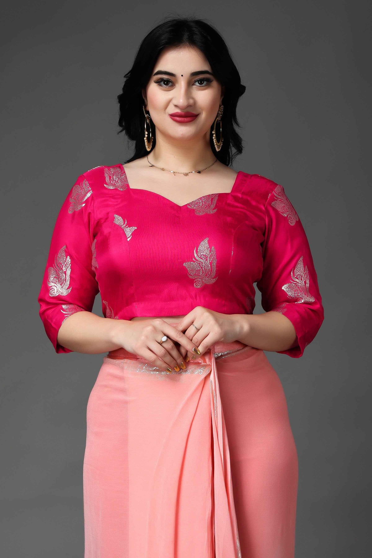 Buy Plus Size ​Modish Magenta Silk Blouse At Apella | Sizes XS to 10 XL | India | Free Delivery | Customized