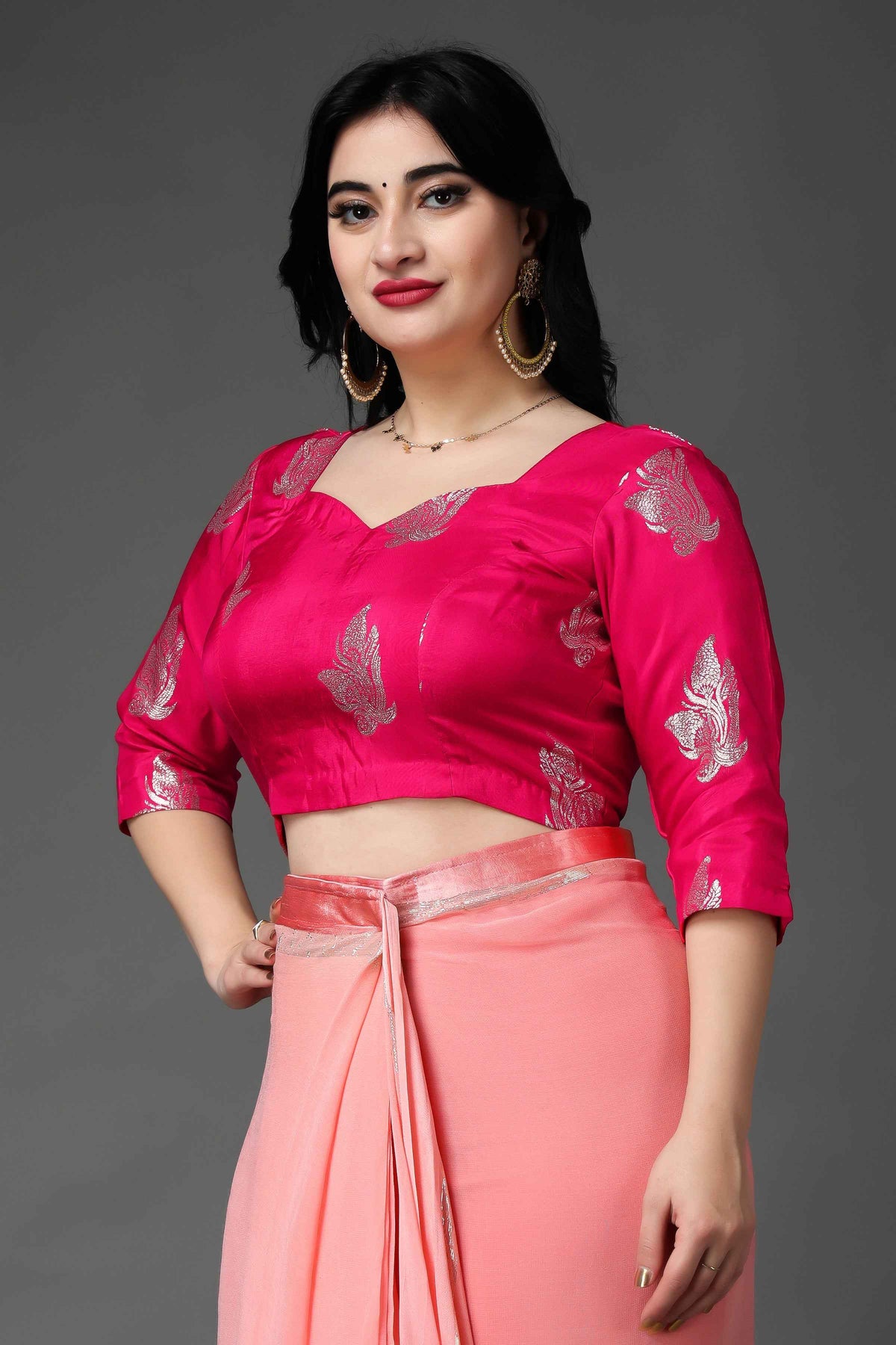 Buy Plus Size ​Modish Magenta Silk Blouse At Apella | Sizes XS to 10 XL | India | Free Delivery | Customized