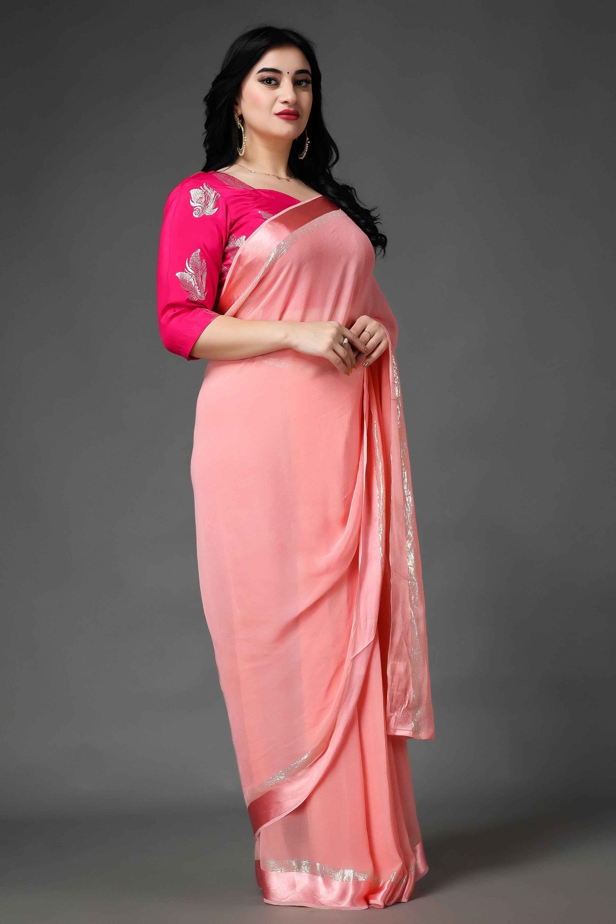 Buy Plus Size ​Modish Magenta Silk Blouse At Apella | Sizes XS to 10 XL | India | Free Delivery | Customized