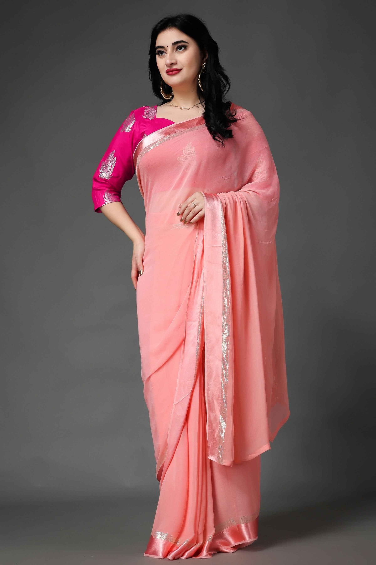 Buy Plus Size ​Modish Magenta Silk Blouse At Apella | Sizes XS to 10 XL | India | Free Delivery | Customized
