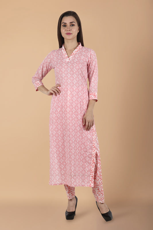 Women Plus Size Pink  cotton  simple salwar suit| Apella