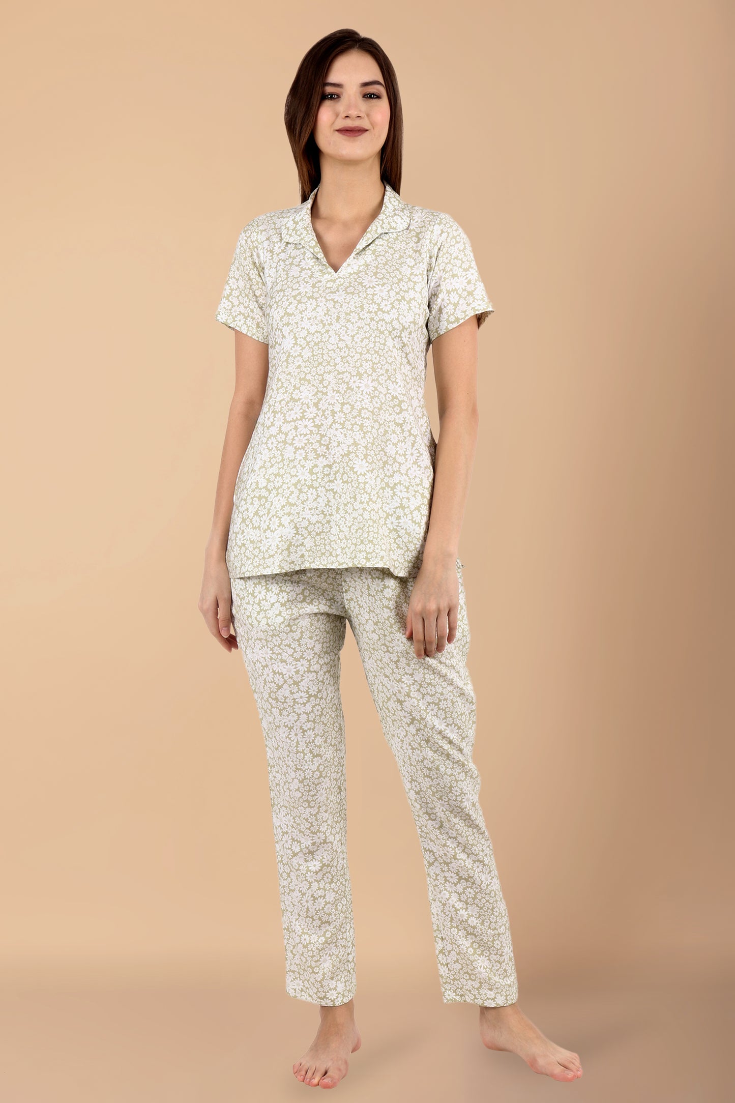 Muted Floral Night Suit | Apella.
