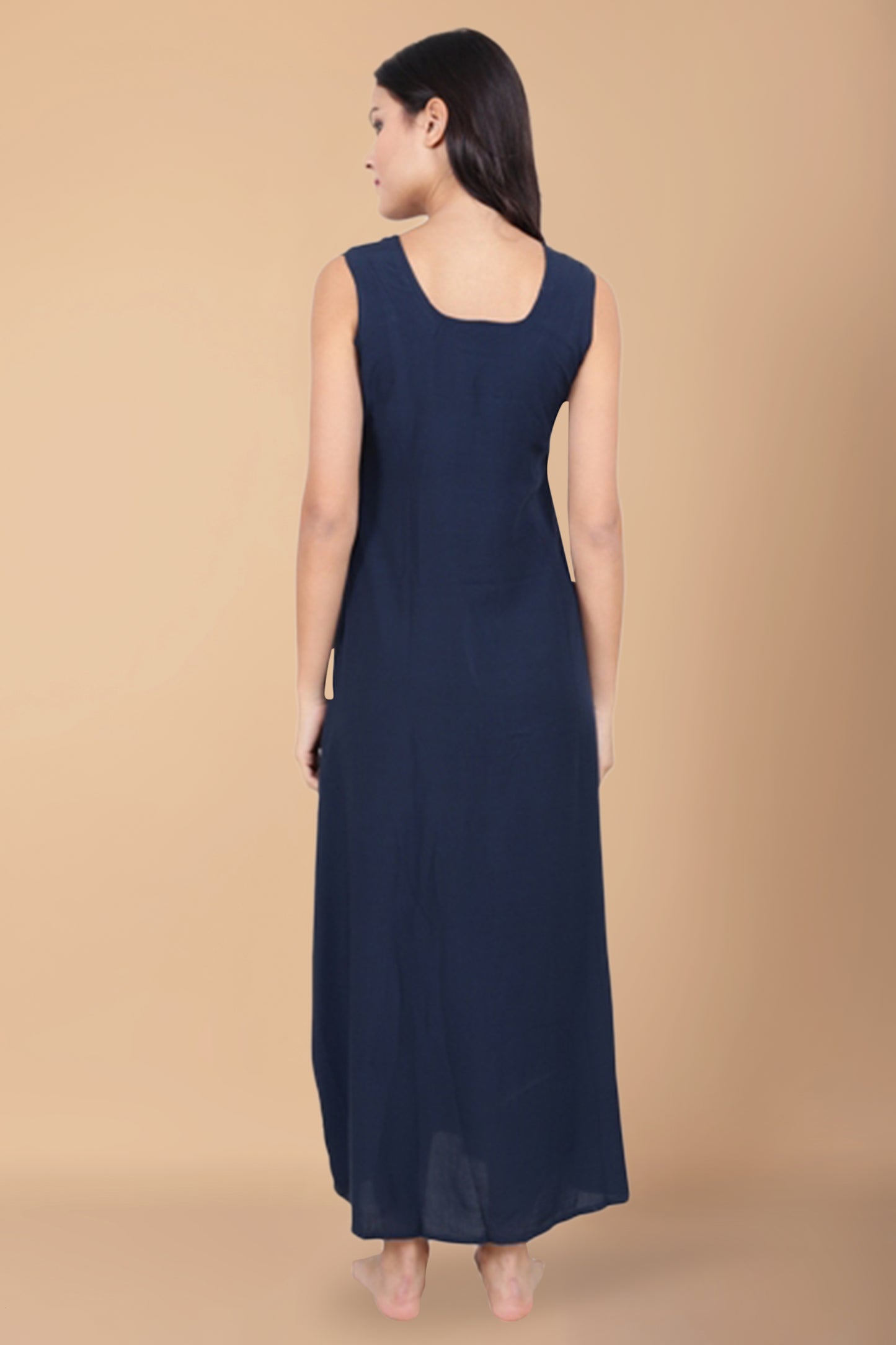 Buy Plus Size ​Blue Rayon Nighty At Apella | Sizes XS to 10 XL | India | Free Delivery | Customized