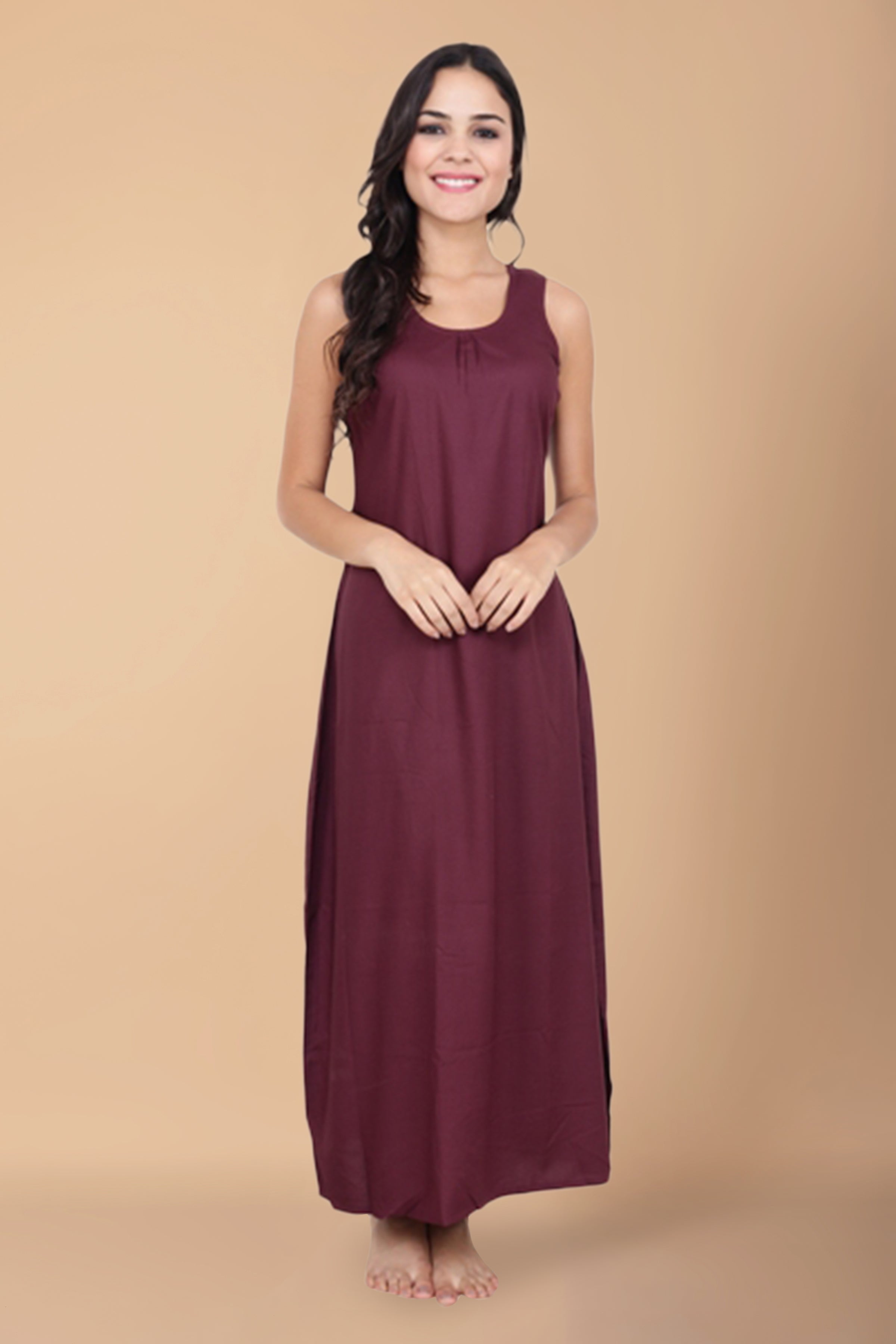 Women's Stain Full Length Night Gown(Maroon) – Yard of Deals