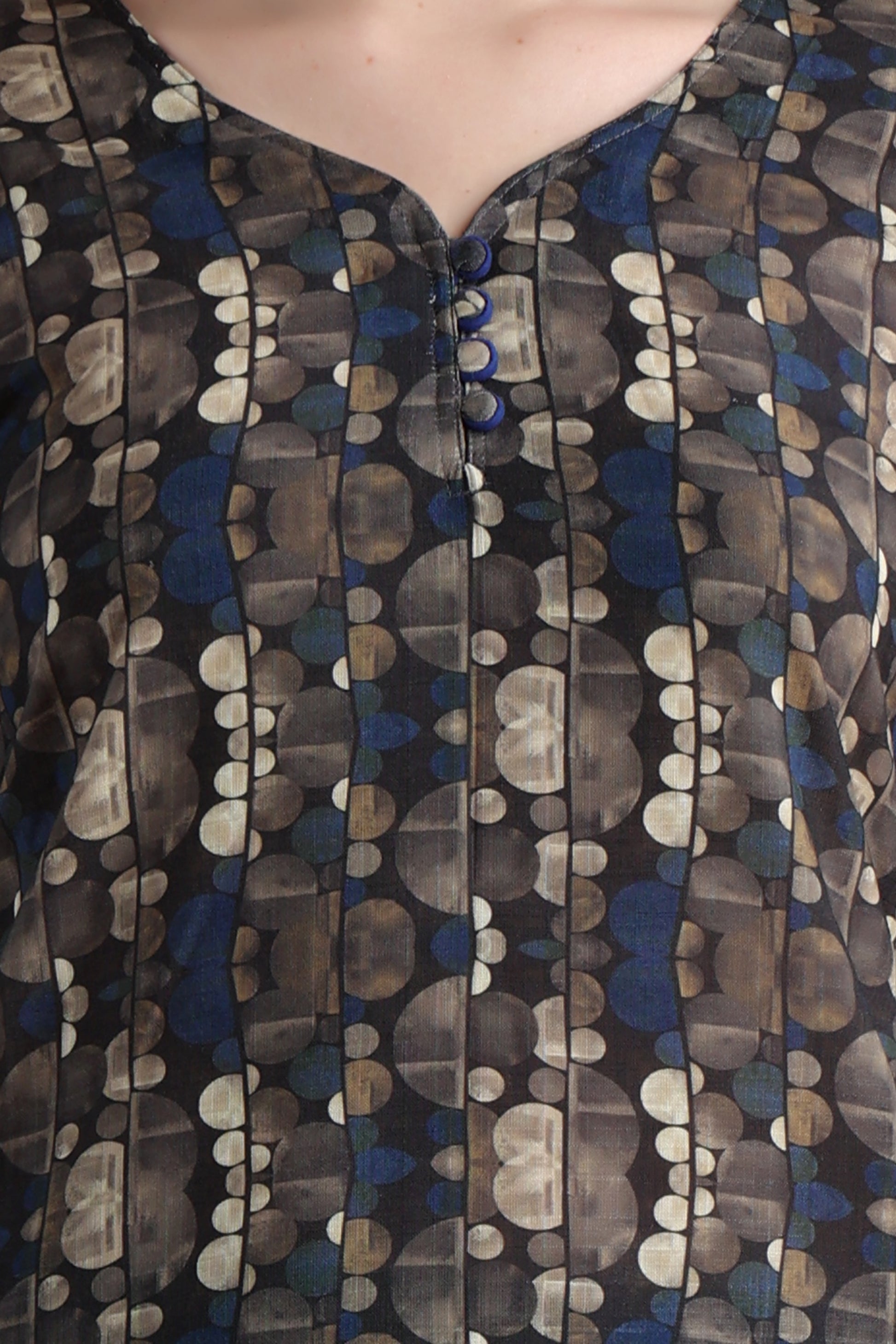 Women's Plus Size Blue printed Cotton Kurta palazzo Set | Apella