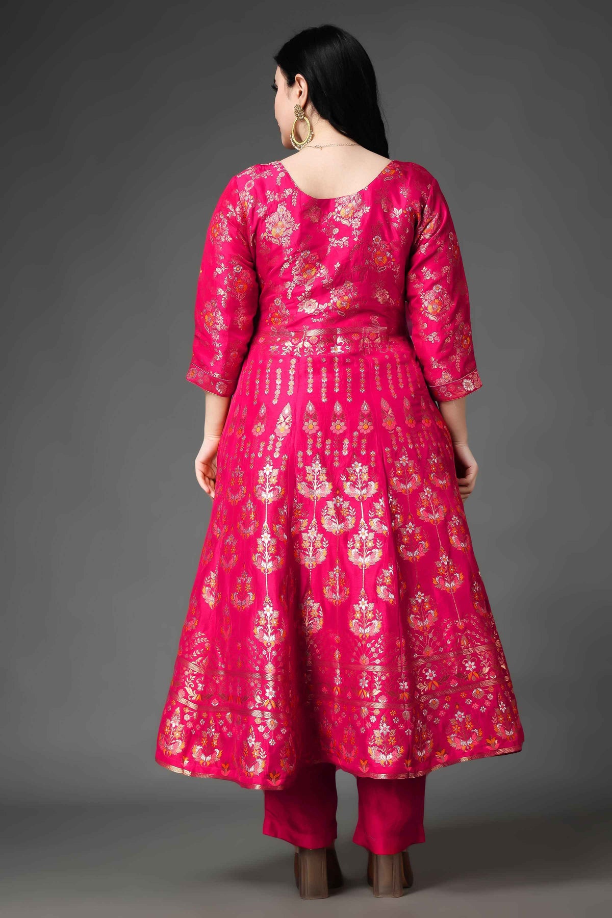 Buy Plus Size ​Nostalgic Days Tanjore Silk Anarkali Set At Apella | Sizes XS to 10 XL | India | Free Delivery | Customized