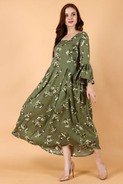 Women Plus Size Olive Green Dress | Apella