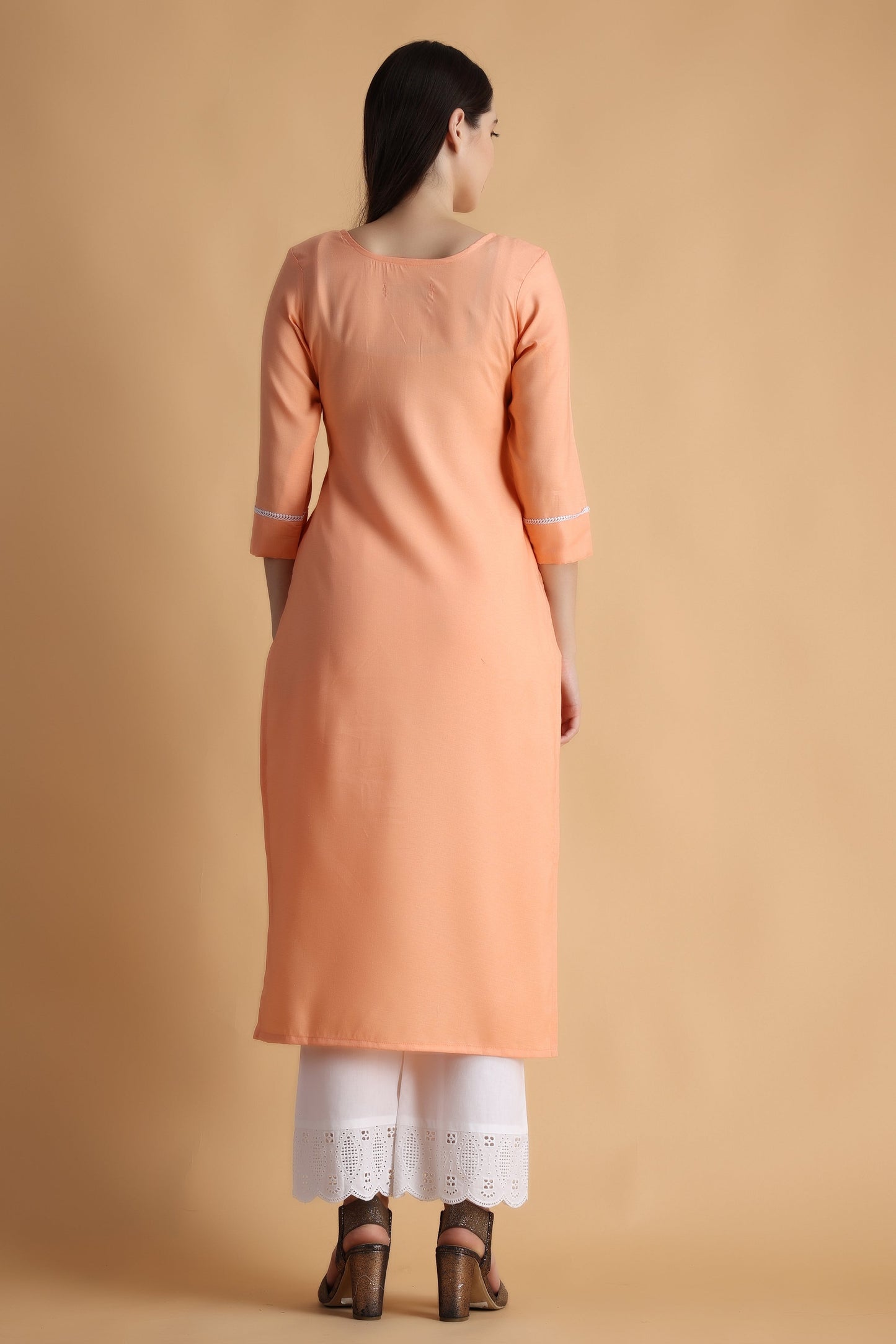 Women Plus Size Peach kurti and pant set | Apella