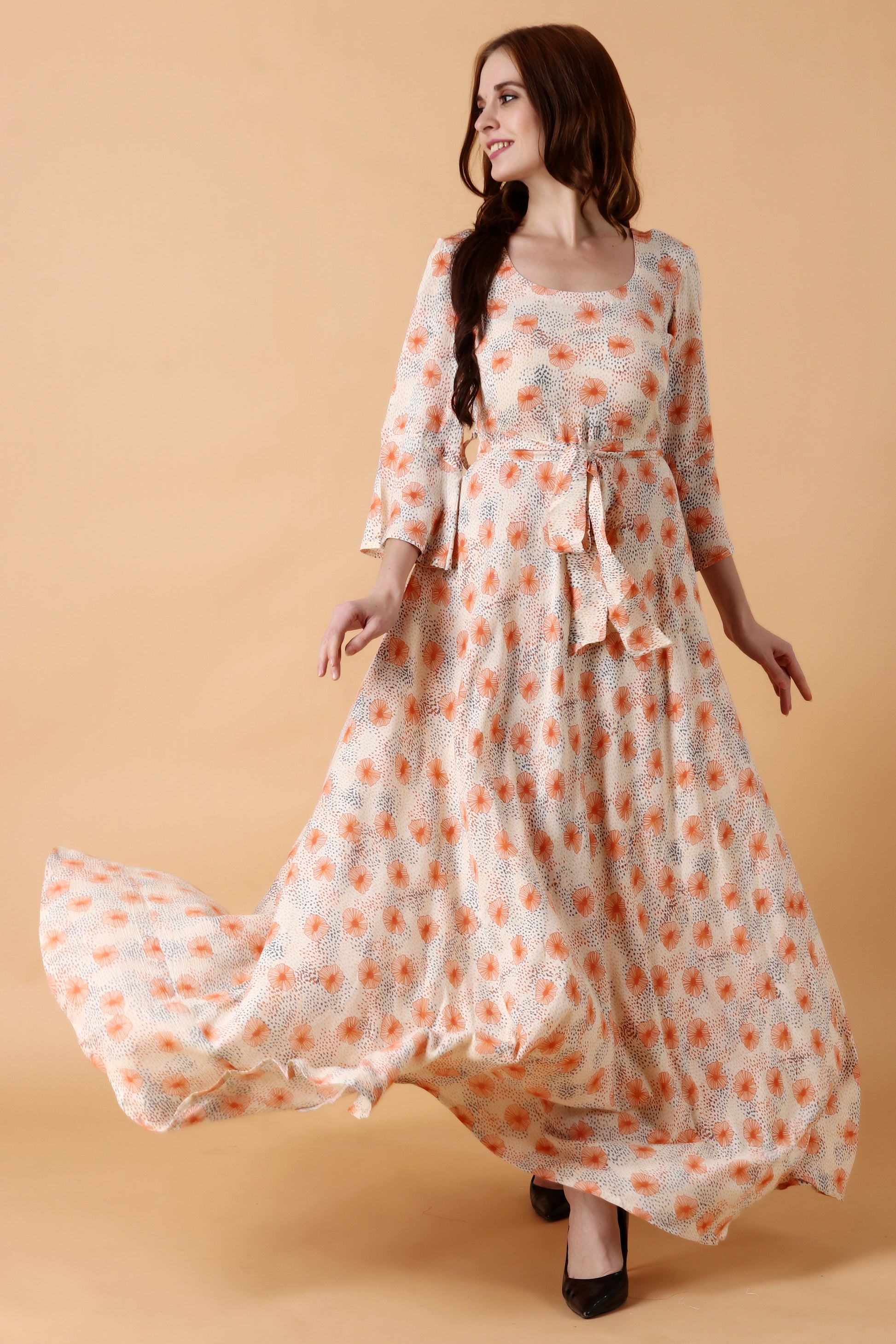 Women Plus Size Peach simple dresses for girls | Apella