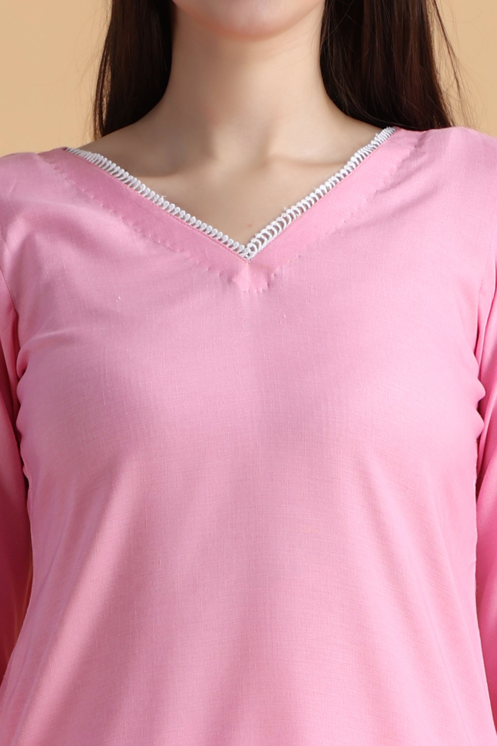 Women Plus Size Pink cotton kurti with palazzo set | Apella