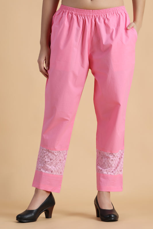 Women Plus Size Light Pink cotton palazzo pants | Apella 