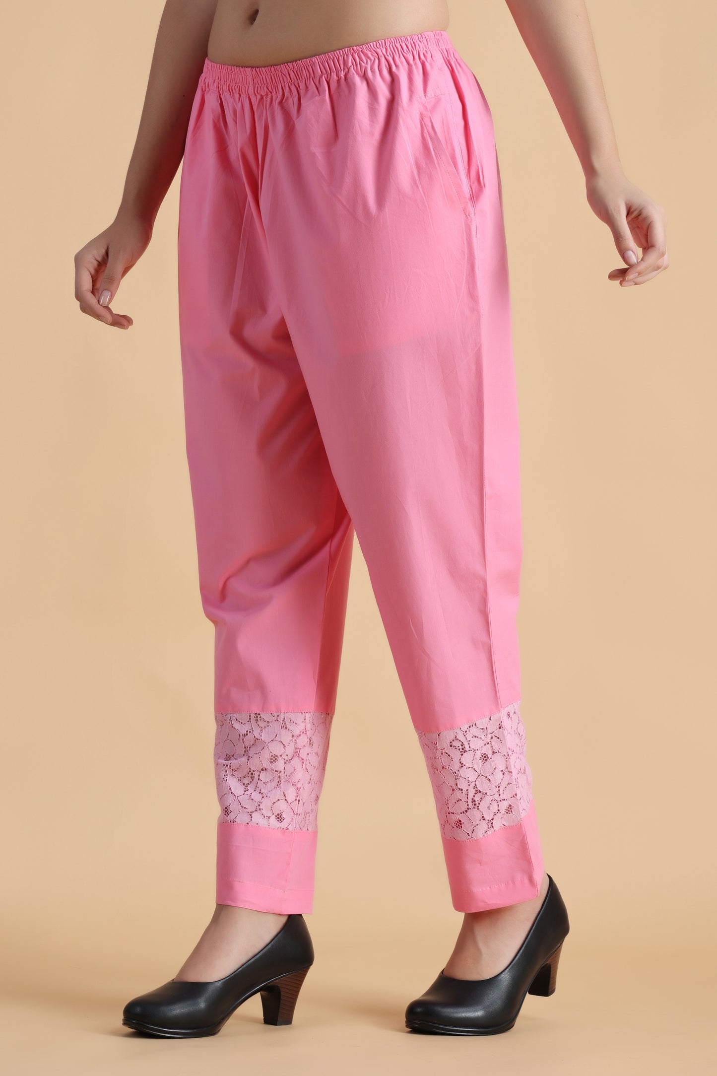Women Plus Size Light Pink cotton palazzo pants | Apella