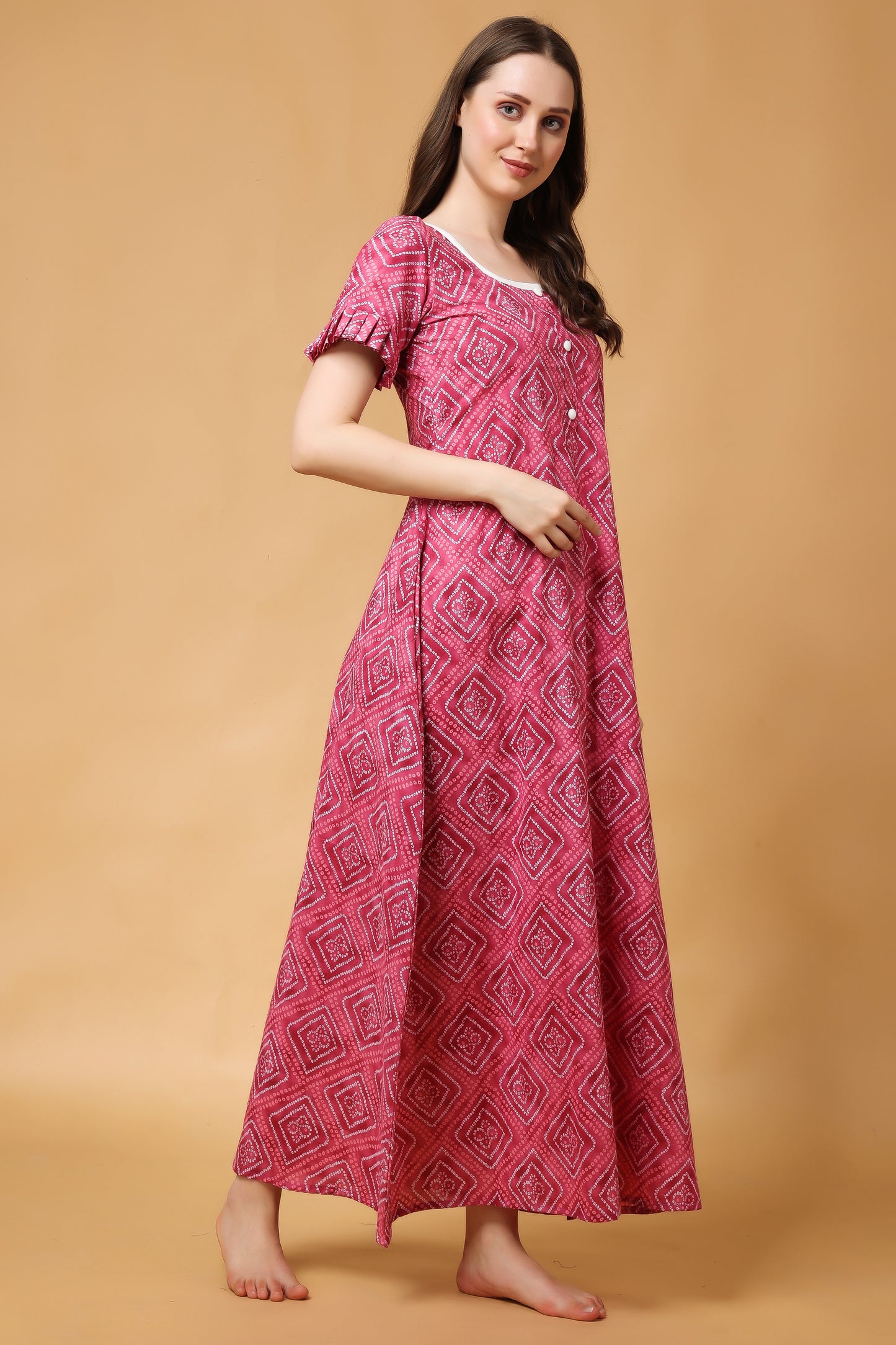 Mosaic Pink Cotton Night Gown