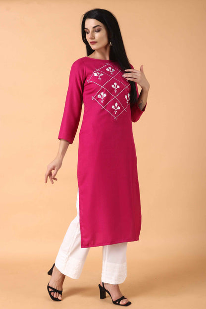 Buy Plus Size ​Pink Sniffle Woollen Kurta At Apella | Sizes XS to 10 XL | India | Free Delivery | Customized