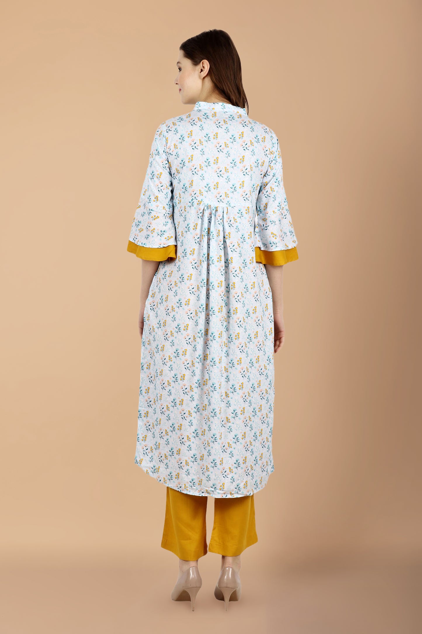 Women Plus Size Powder Blue cotton kurti with palazzo set | Apella