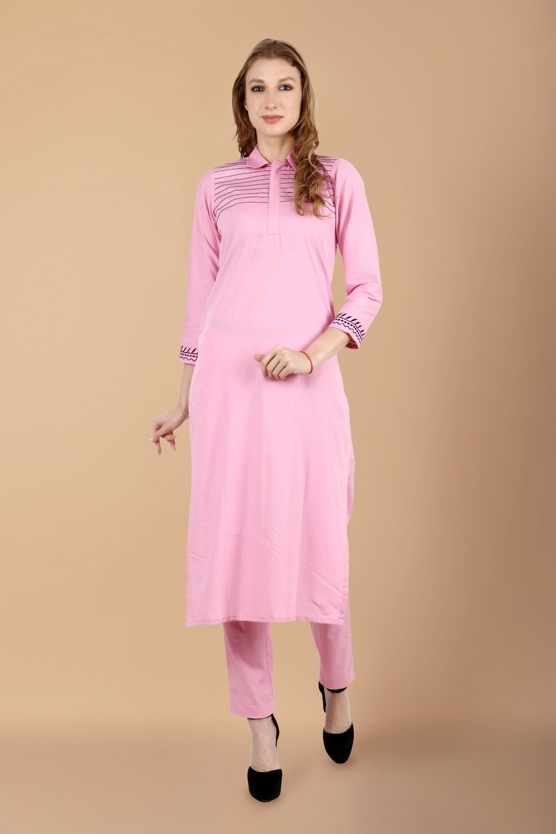 Women Plus Size  Pink Cotton Kurta | Apella