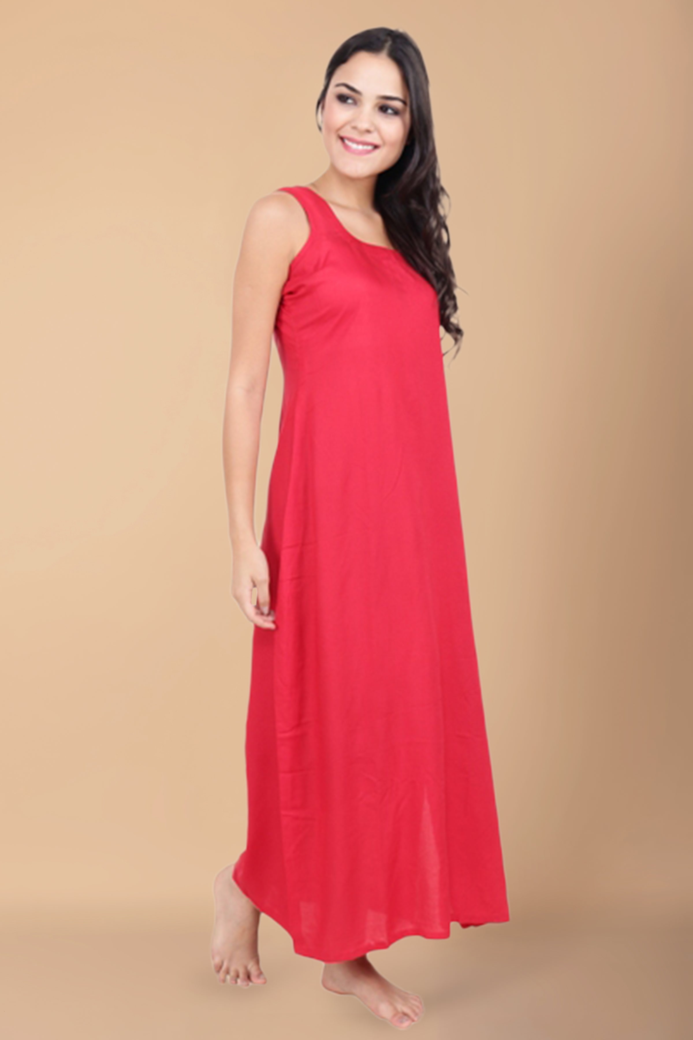 Beautiful Solid Satin Combo Maxi/Nighty/Night Gown/Night Dress/Nightwear  for Women and Girl (Pink