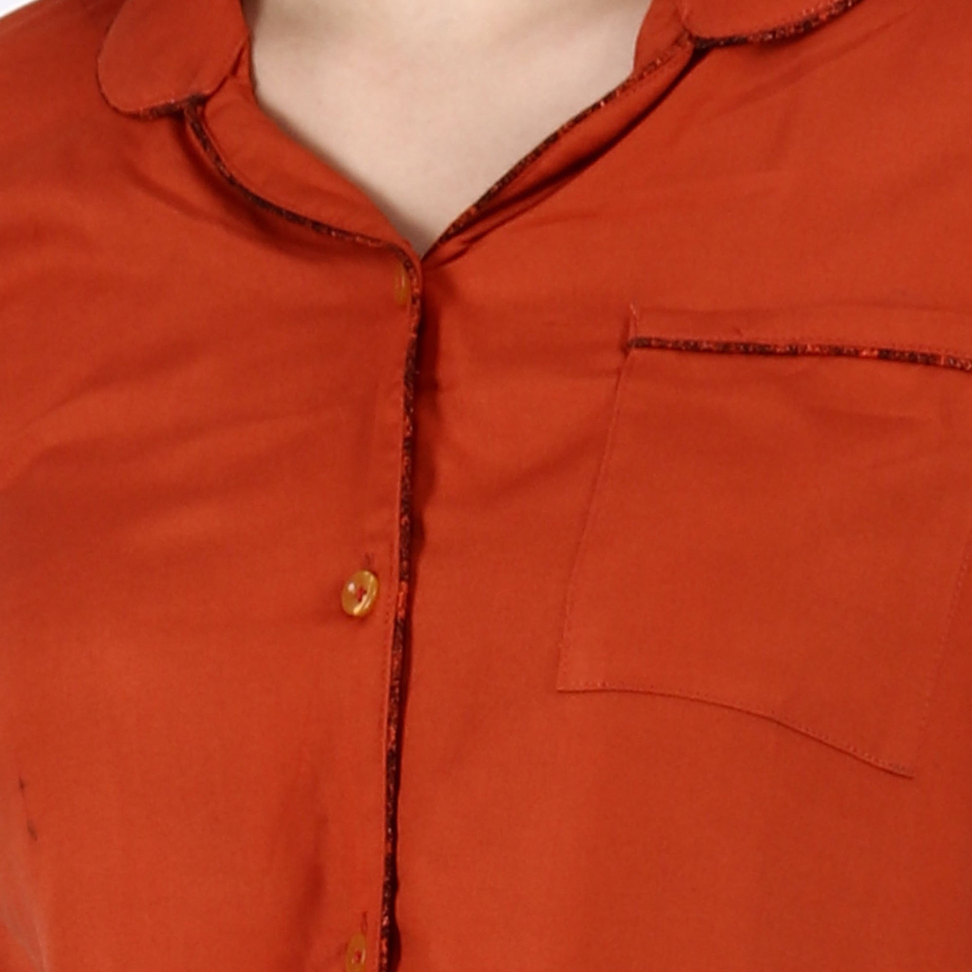 Rust Grid Printed Shorts Suit | Apella.