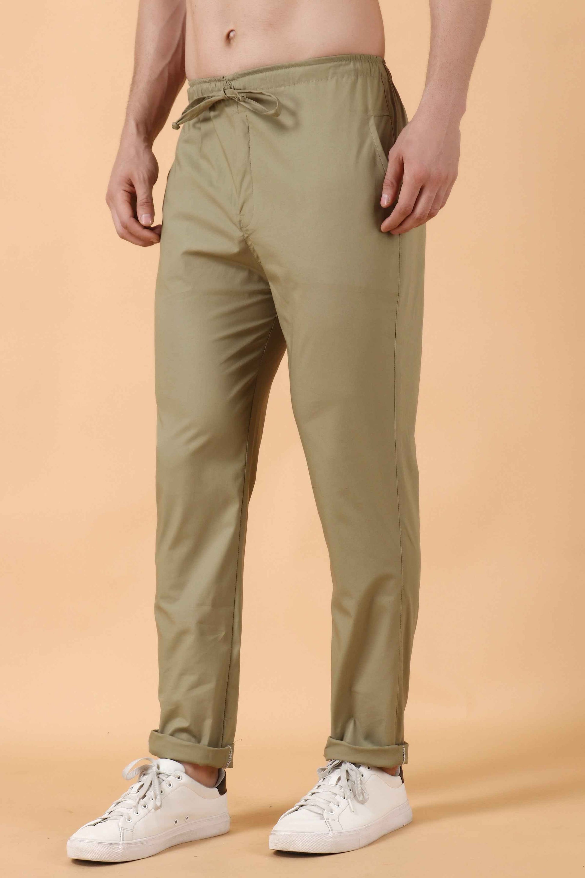 Buy Plus Size ​Desert Khakhi Solid Stretch Cargo At Apella | Sizes XS to 10 XL | India | Free Delivery | Customized