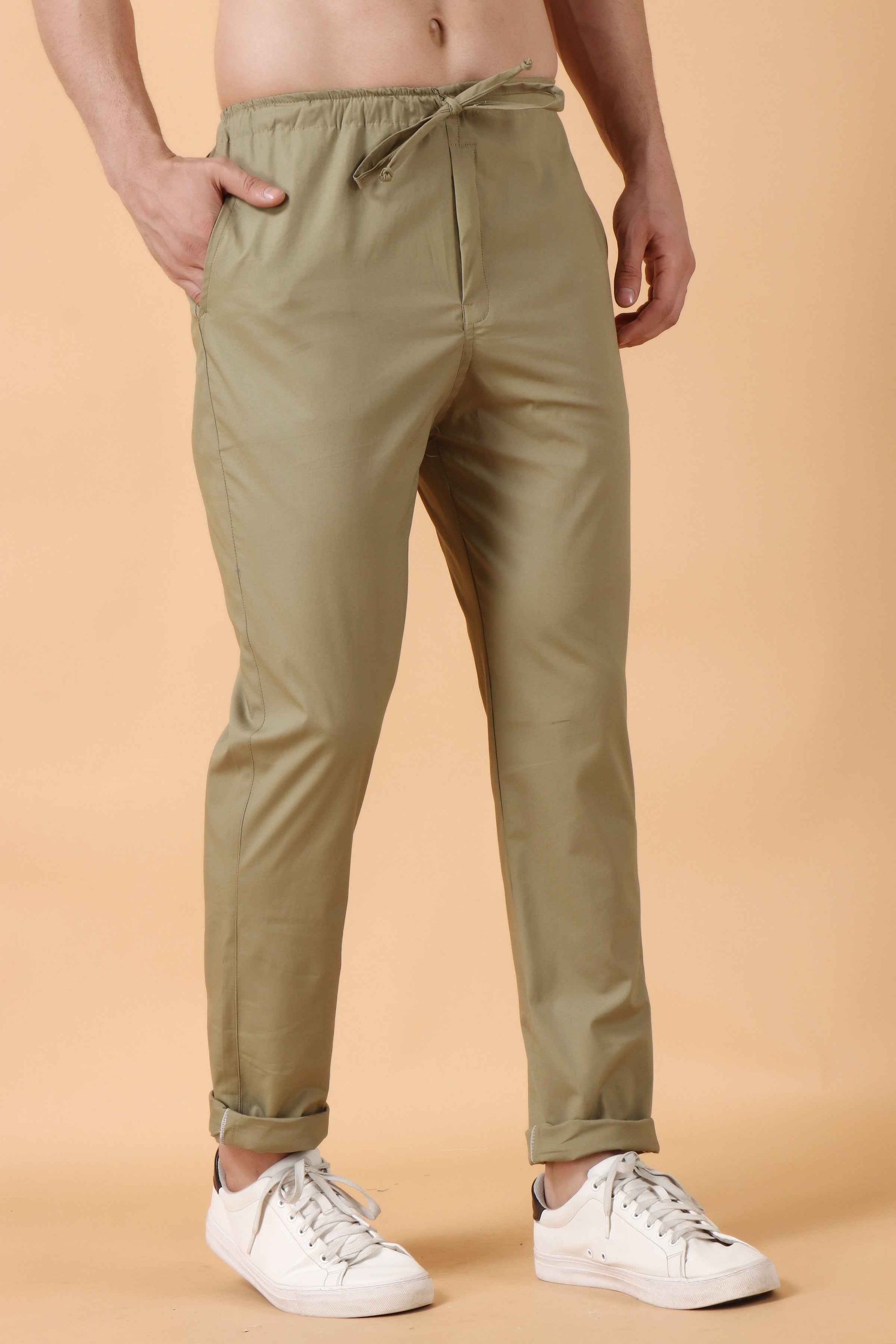 Buy Plus Size ​Desert Khakhi Solid Stretch Cargo At Apella | Sizes XS to 10 XL | India | Free Delivery | Customized