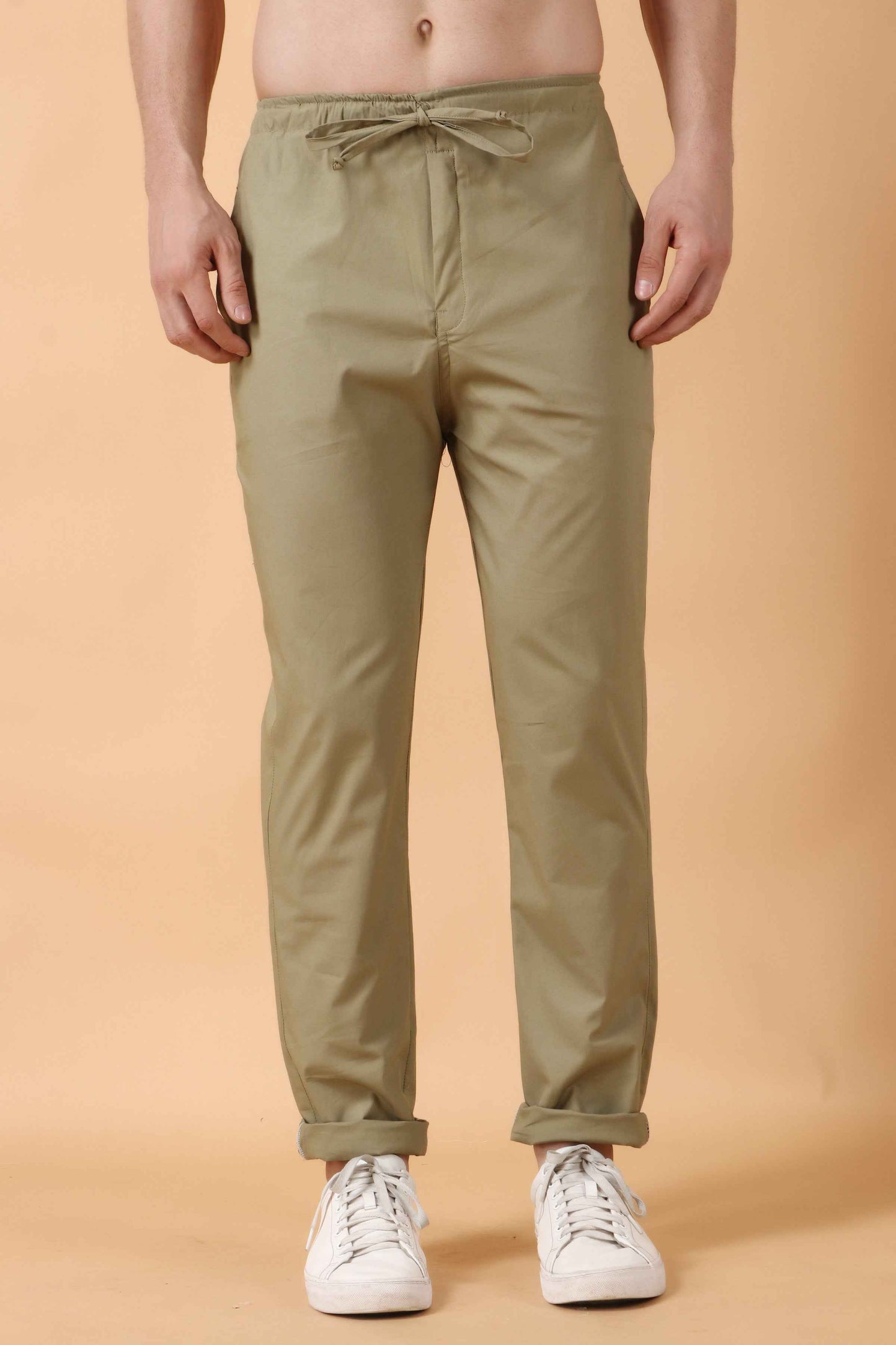 Buy Plus Size ​Desert Khakhi Solid Stretch Cargo At Apella | Sizes XS to 10 XL | India | Free Delivery | Customized