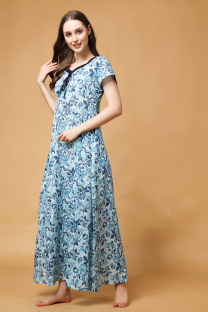 Aster Floral Cotton Night Gown