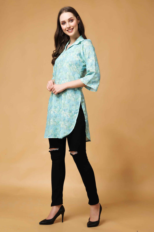 Buy Plus Size ​Ocean Breeze Modal Short Kurta At Apella | Sizes XS to 10 XL | India | Free Delivery | Customized