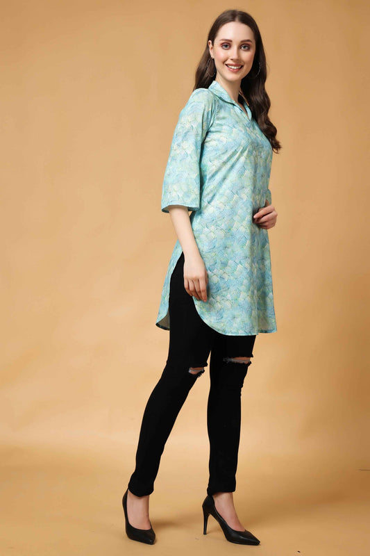 Buy Plus Size ​Ocean Breeze Modal Short Kurta At Apella | Sizes XS to 10 XL | India | Free Delivery | Customized