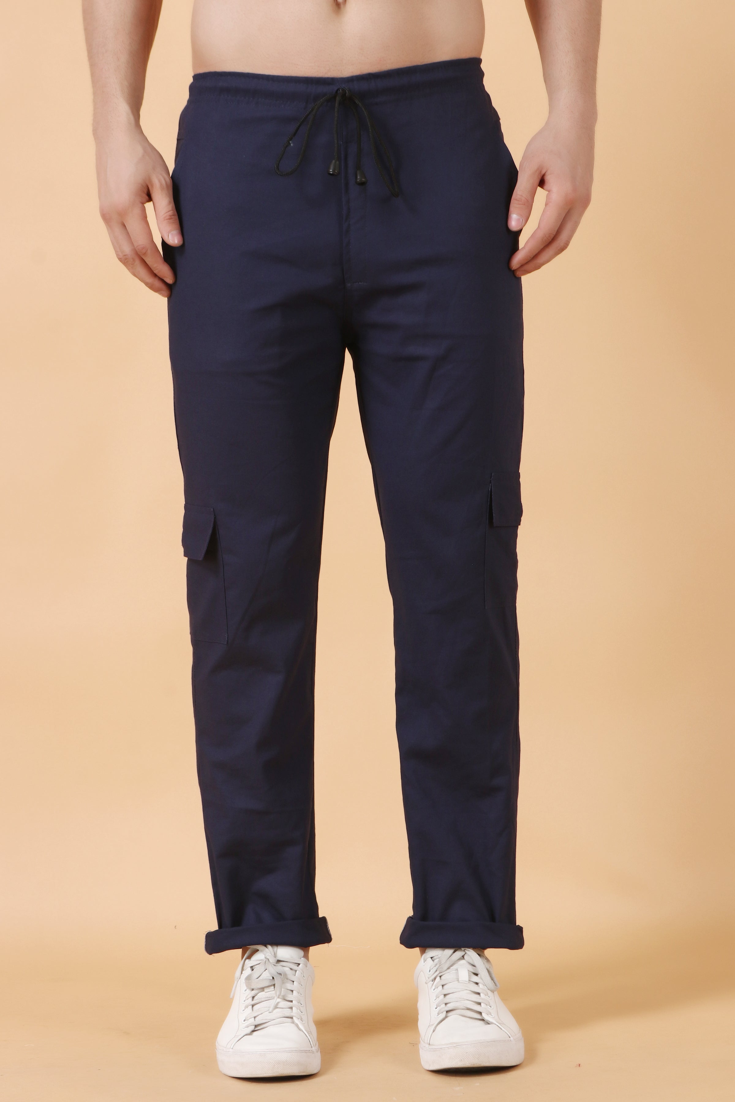 Buy RDSTR Men Navy Blue Solid Jogger Fit Cargo Trousers  Trousers for Men  1409978  Myntra