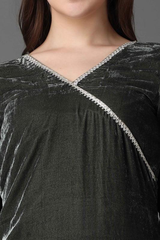 Buy Plus Size ​Stellar Green Velvet Suit At Apella | Sizes XS to 10 XL | India | Free Delivery | Customized
