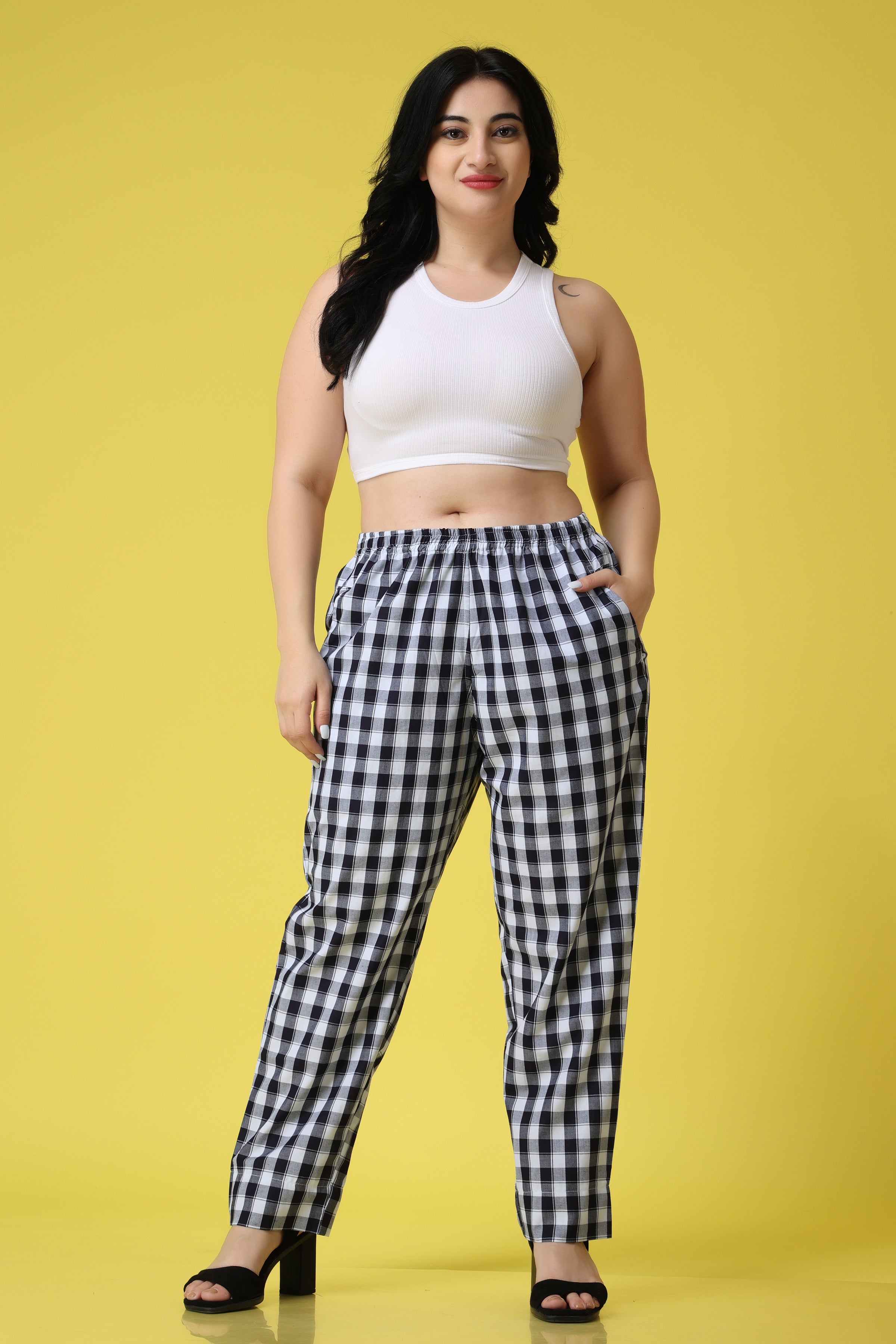 Red Checked Palazzo Pants  SustainKart