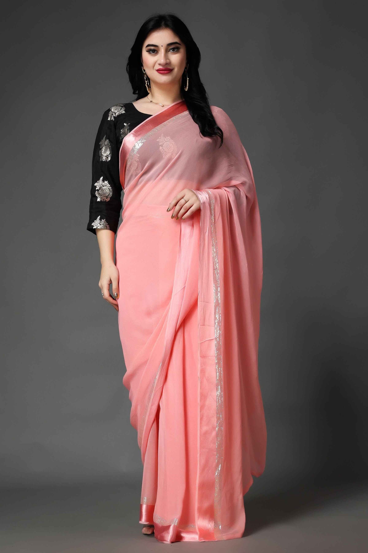 Buy Plus Size ​Polished Black Silk Blouse At Apella | Sizes XS to 10 XL | India | Free Delivery | Customized