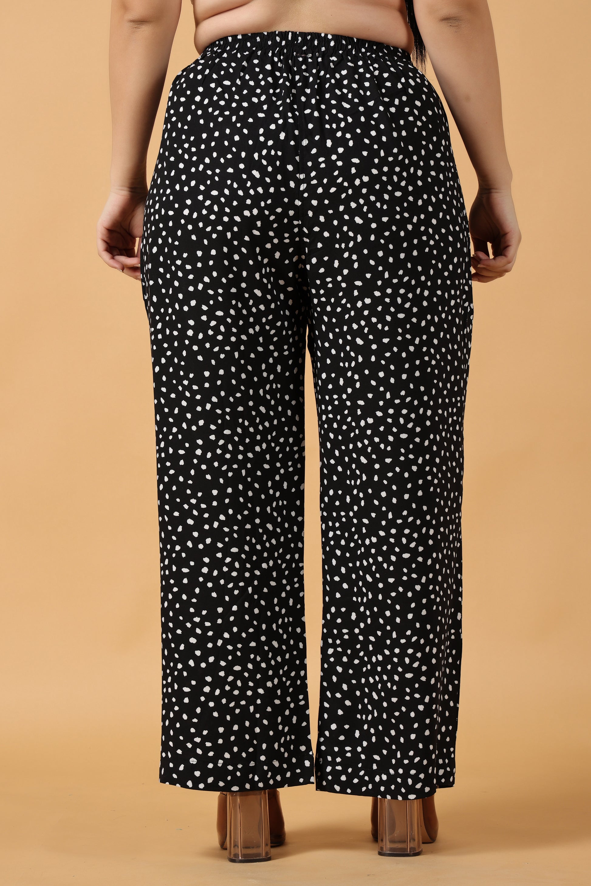 Women Plus Size Black Printed Rayon palazzo pants | Apella