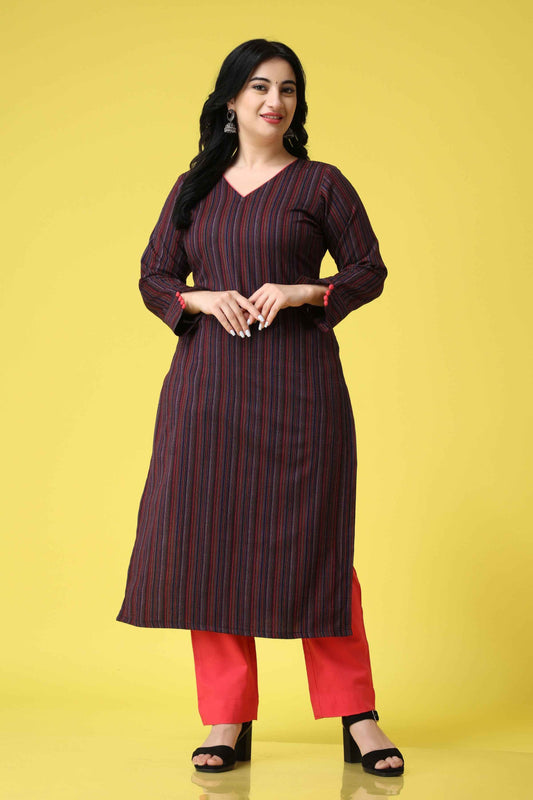 Buy Plus Size ​Black Grape Woollen Kurta Set At Apella | Sizes XS to 10 XL | India | Free Delivery | Customized