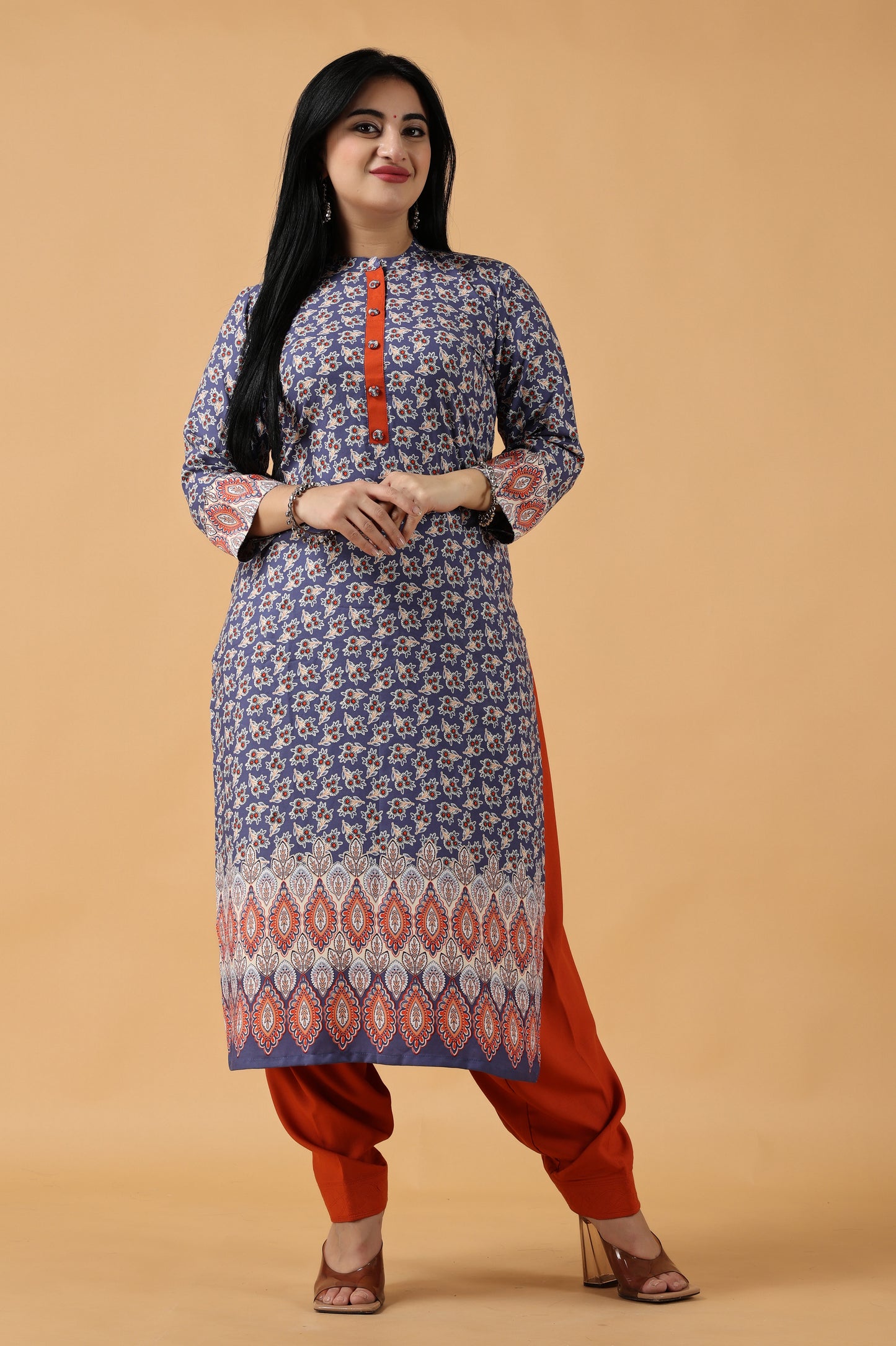 Women's Plus Size Blue printed salwar kurti| Apella