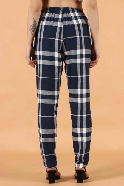 Buy Plus Size ​Blue Grid Woollen Pajama At Apella | Sizes XS to 10 XL | India | Free Delivery | Customized