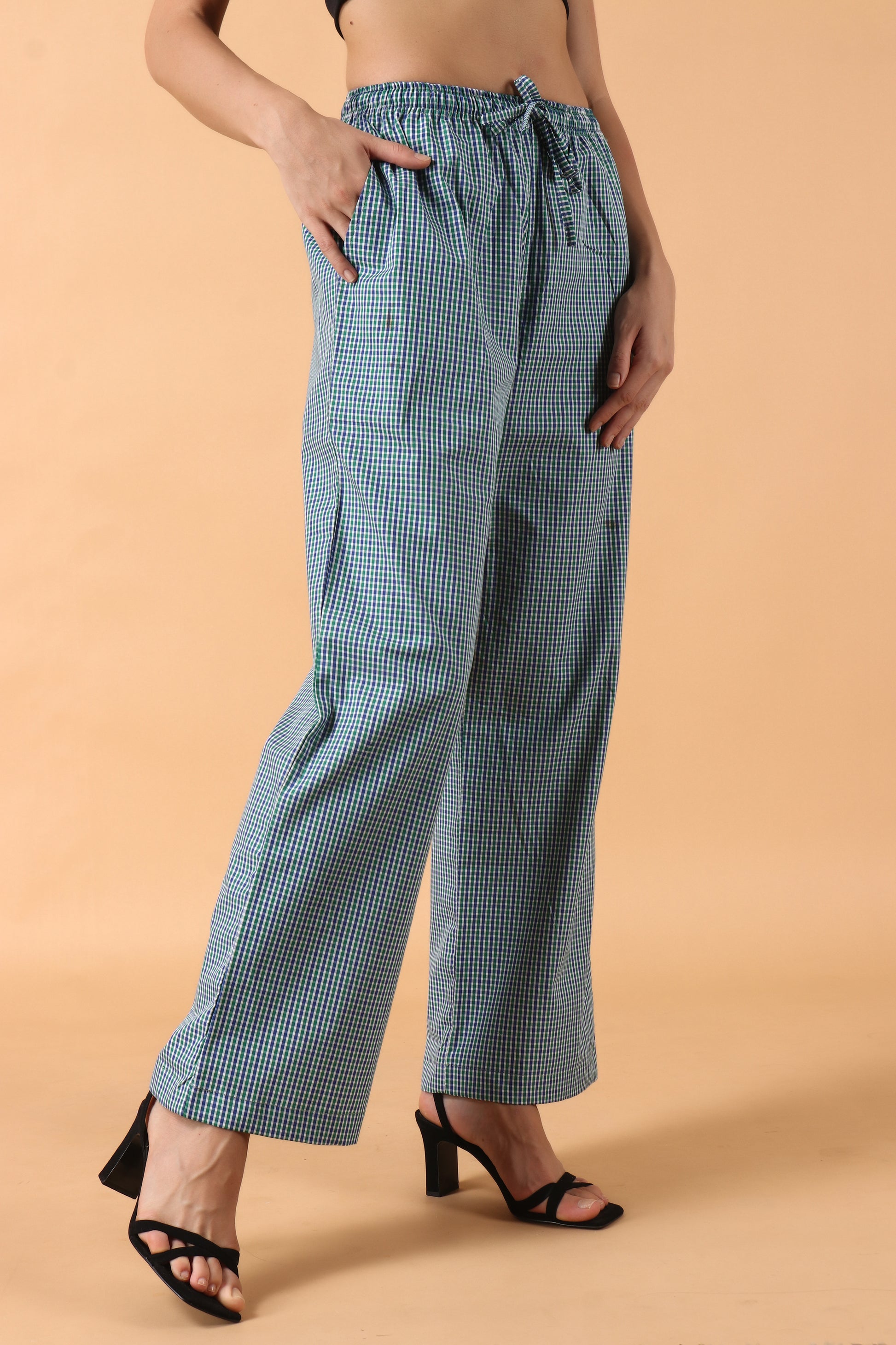All Size, Blue, Cotton Pajama, Cotton Pyjama, Double Side Pockets, Dual Side Pockets, Full Elasticized Waistline, Grid Pattern, Plus Size, Poly Cotton, Pyjama, Two Side Pockets