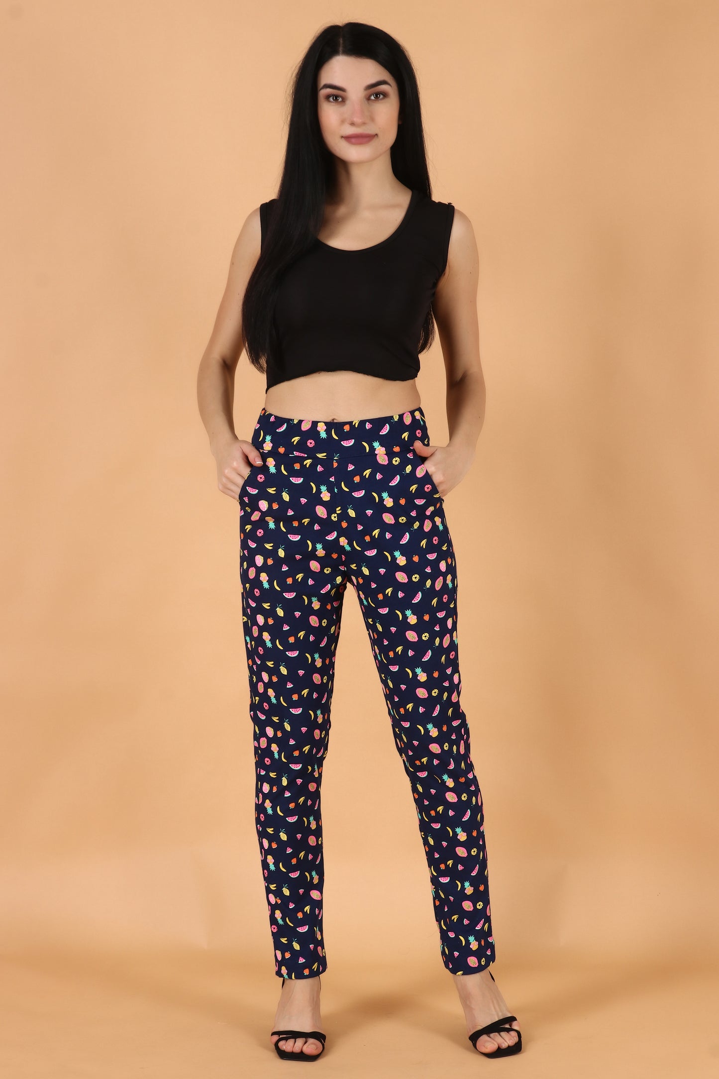 All Size, Blue Printed Lycra Pant, Double Side Pockets, Dual Side Pockets, Full Elasticized Waistline, Lycra, Plus Size, Stretchable Lycra Pant, Stretchable Pant, Two Side Pockets