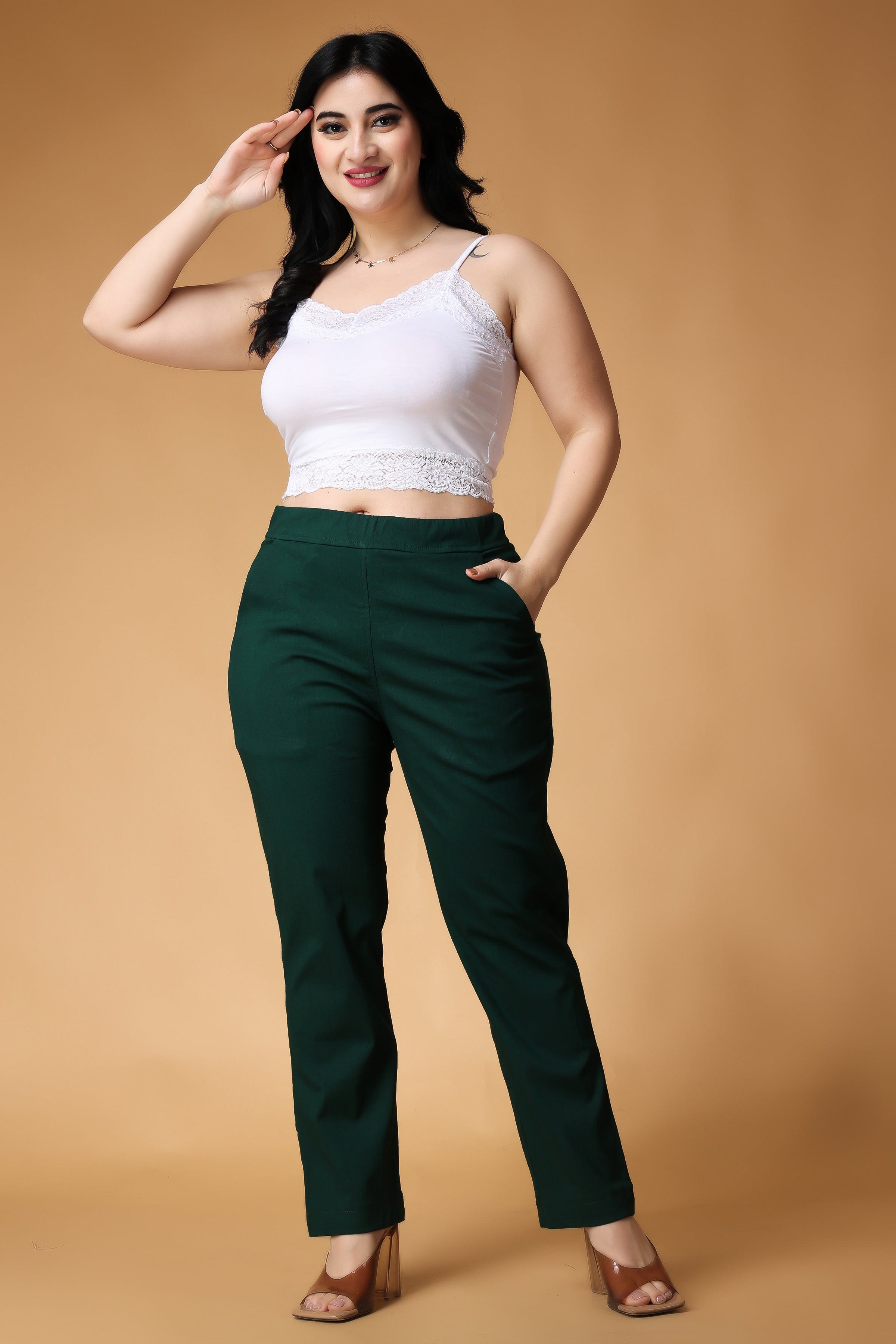 Buy CONTRAST-FLAP GREEN CARGO PANTS for Women Online in India