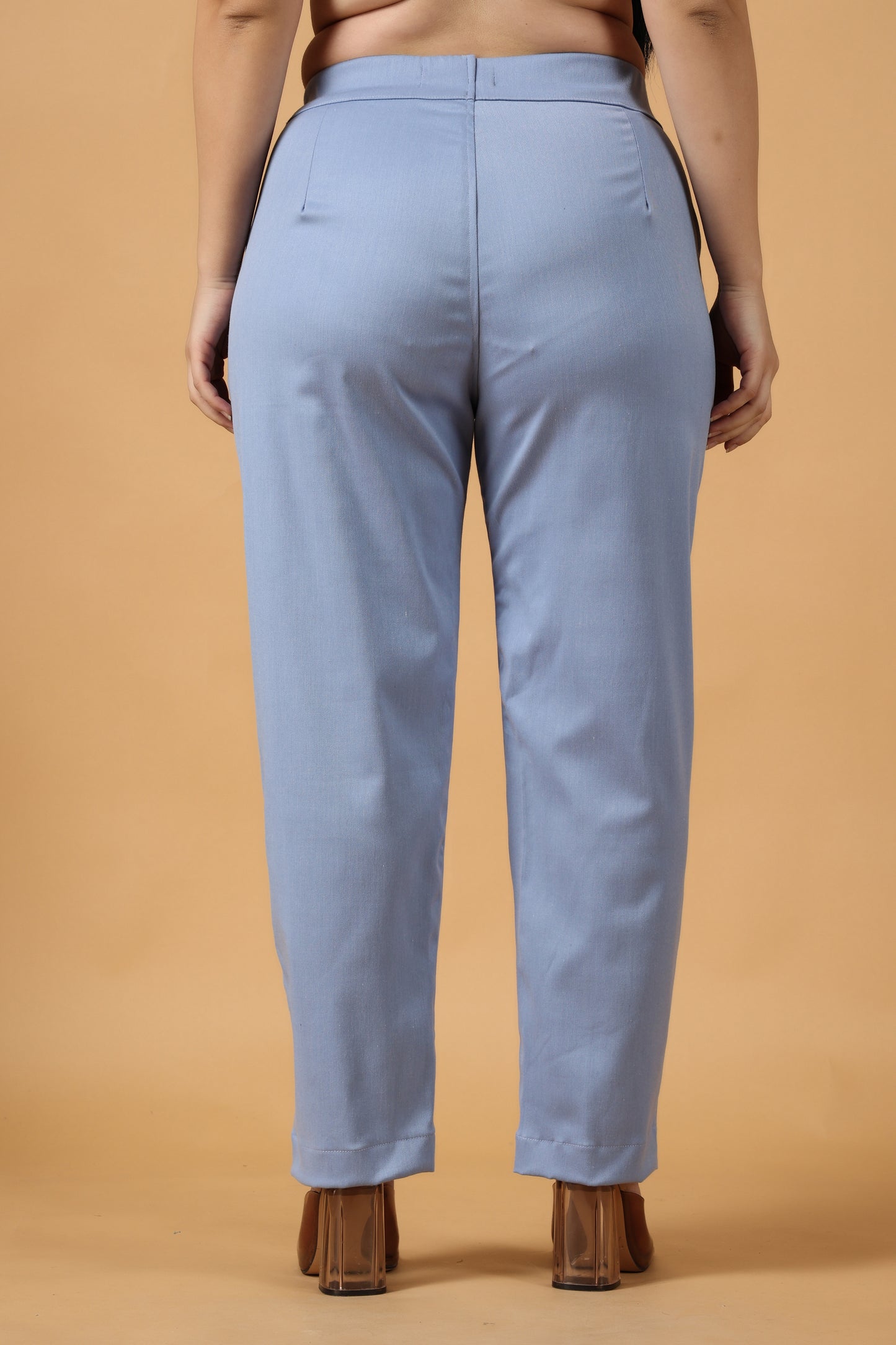 Women Plus Size Powder Blue Lycra bottom wear for women | Apella