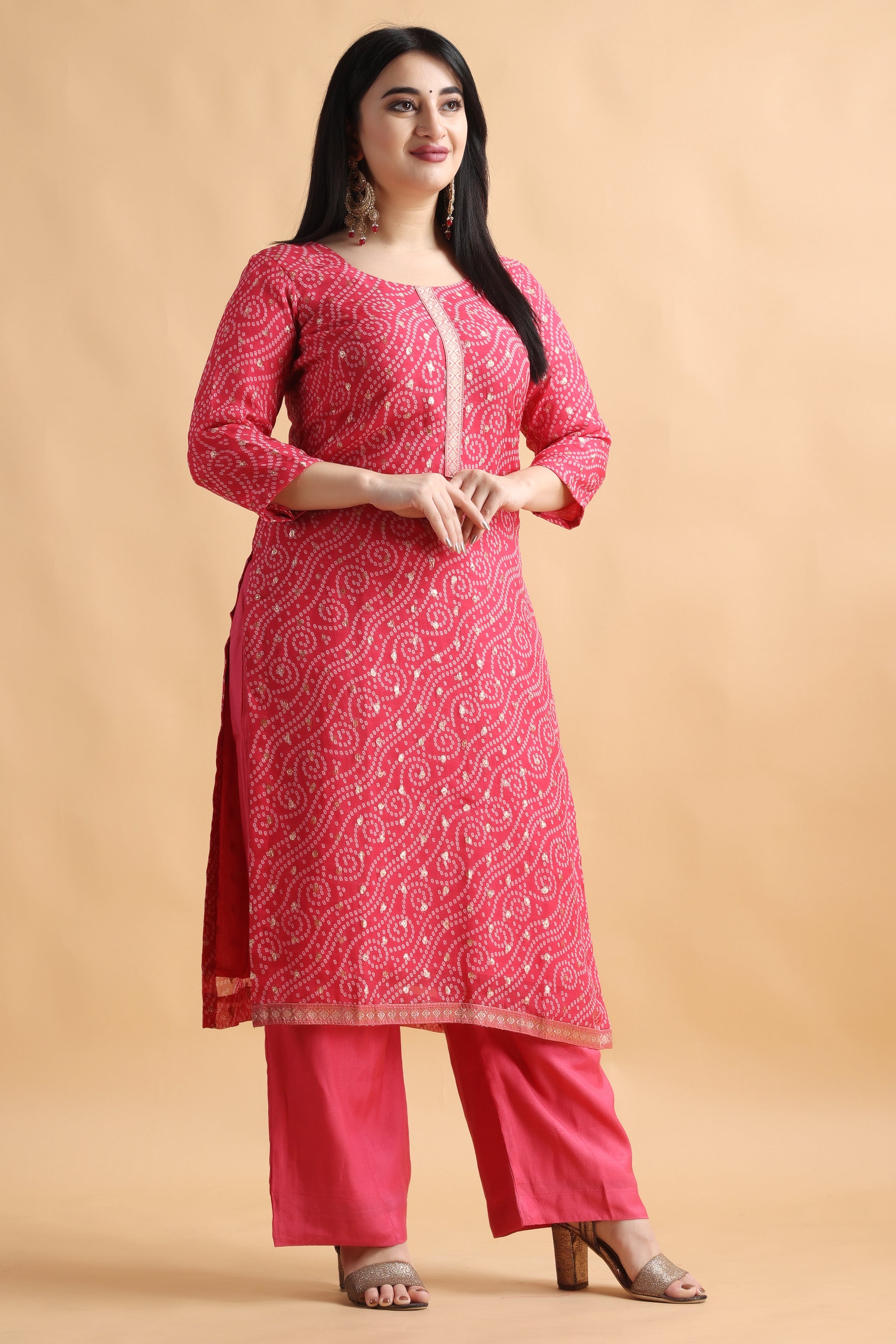 Sweet Pink Hand Painted Organza Suit - Absolutely Desi