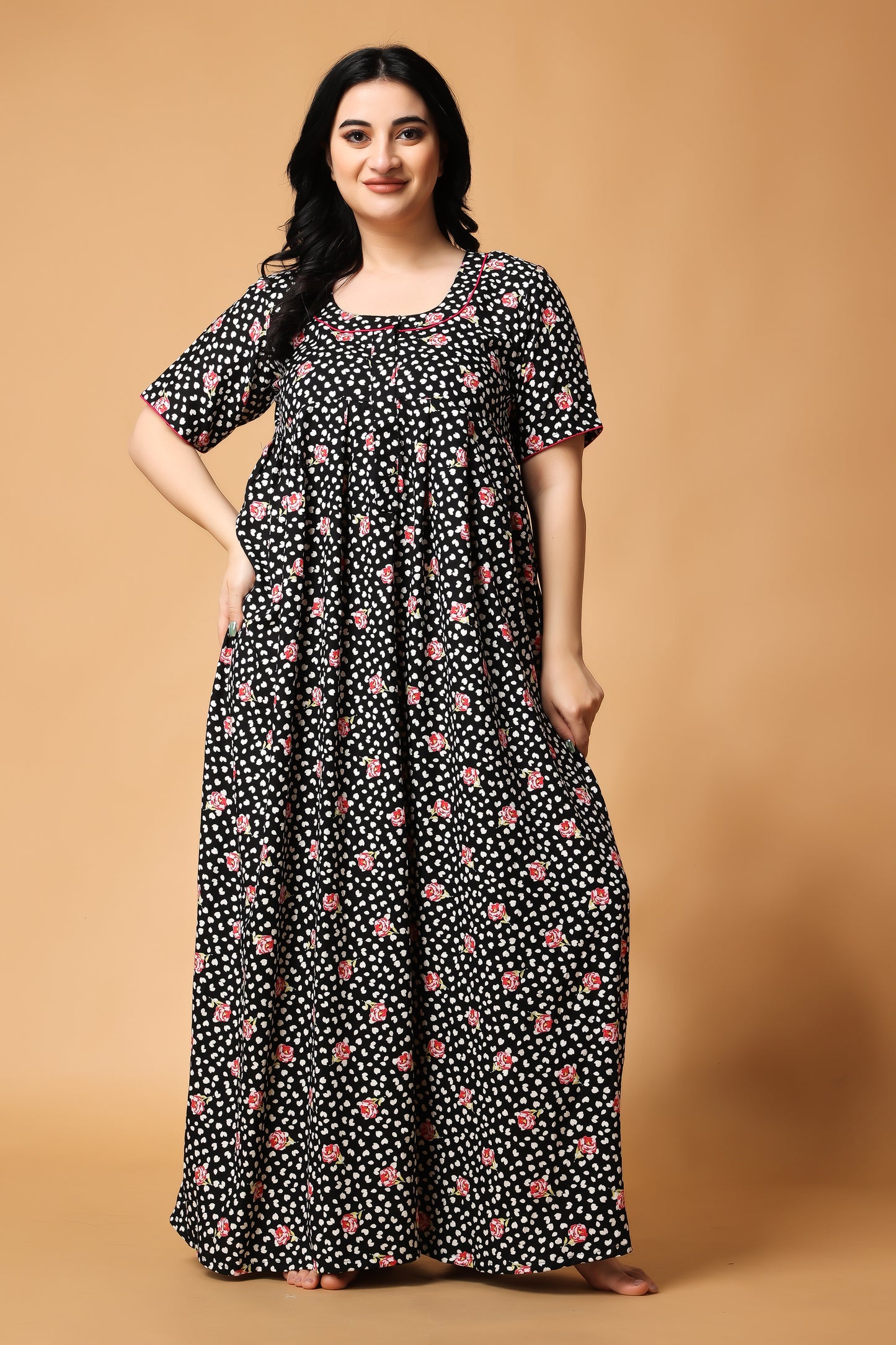 Midnight Bloom Rayon Night Gown