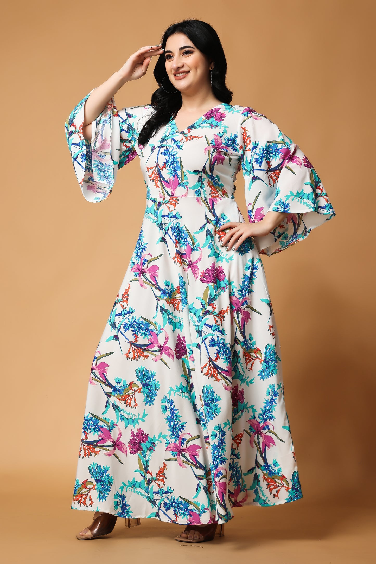Summer Blooms Rayon Maxi Dress