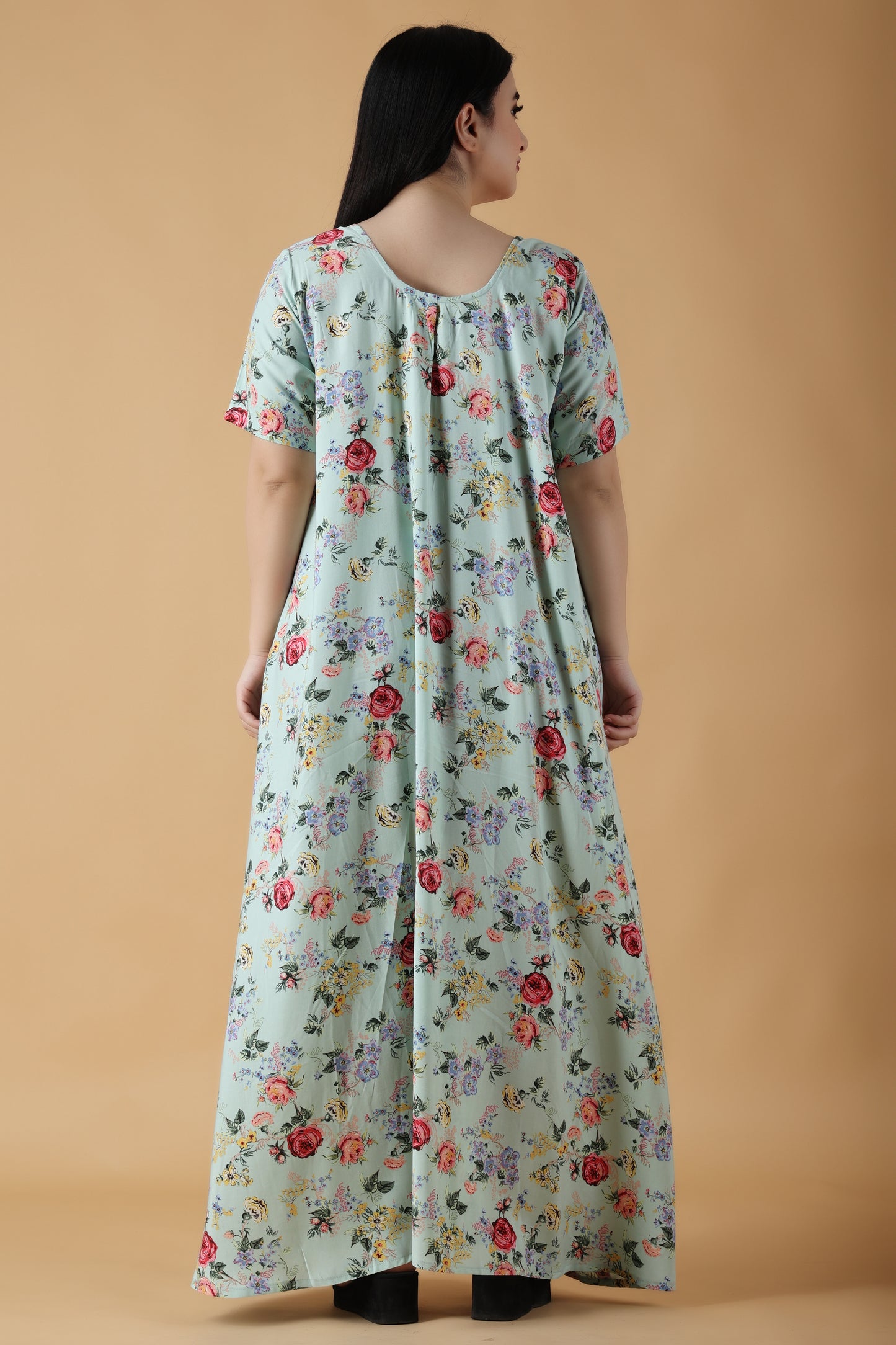 Green Floral Rayon Night Gown