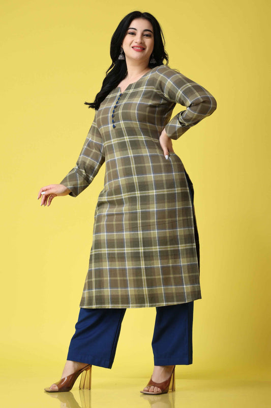 Buy Plus Size ​Vintage Green Woollen Kurta At Apella | Sizes XS to 10 XL | India | Free Delivery | Customized