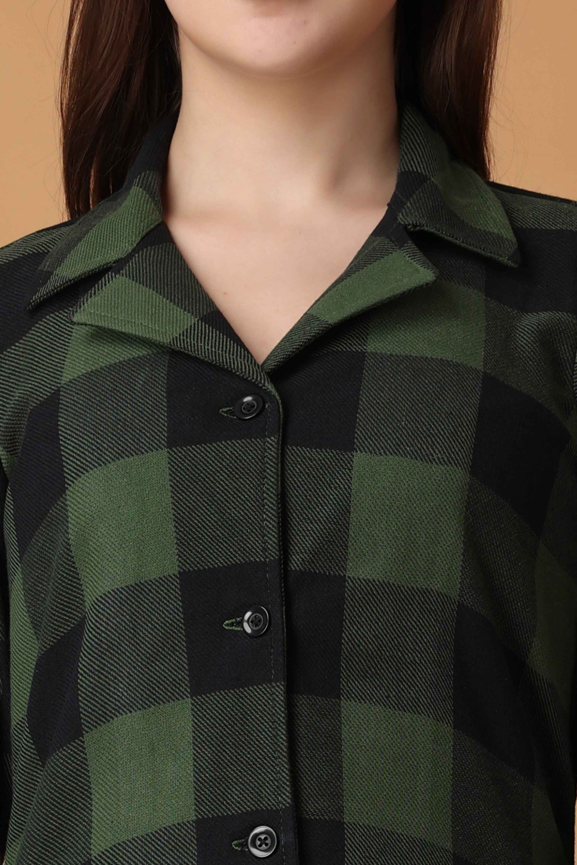 Buy Plus Size ​Green Checked Woollen Kurta At Apella | Sizes XS to 10 XL | India | Free Delivery | Customized