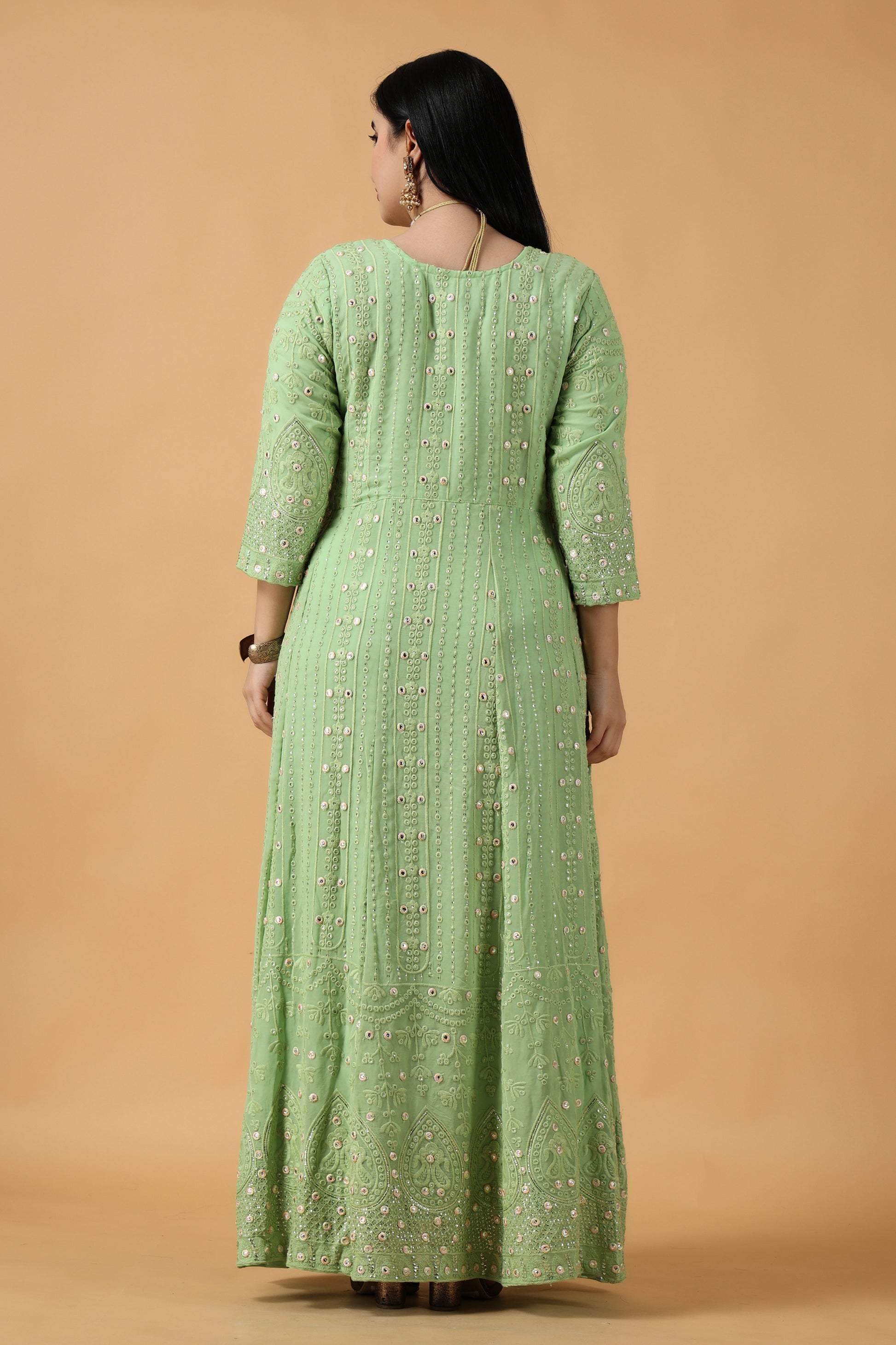 Women Plus Size Green Party Wear wedding anarkali dress | Apella