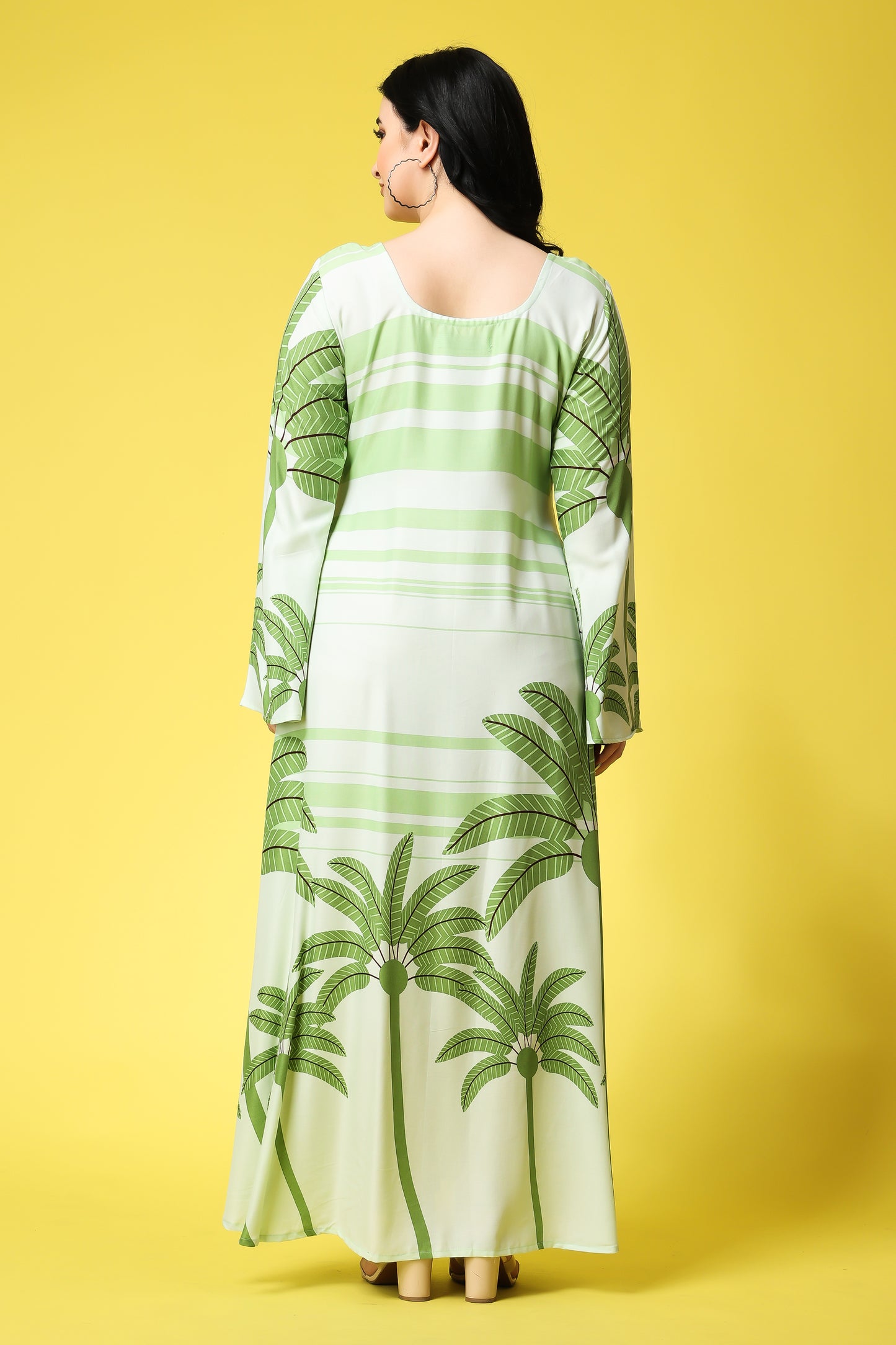 Green Palm Leaf Sheath Dress