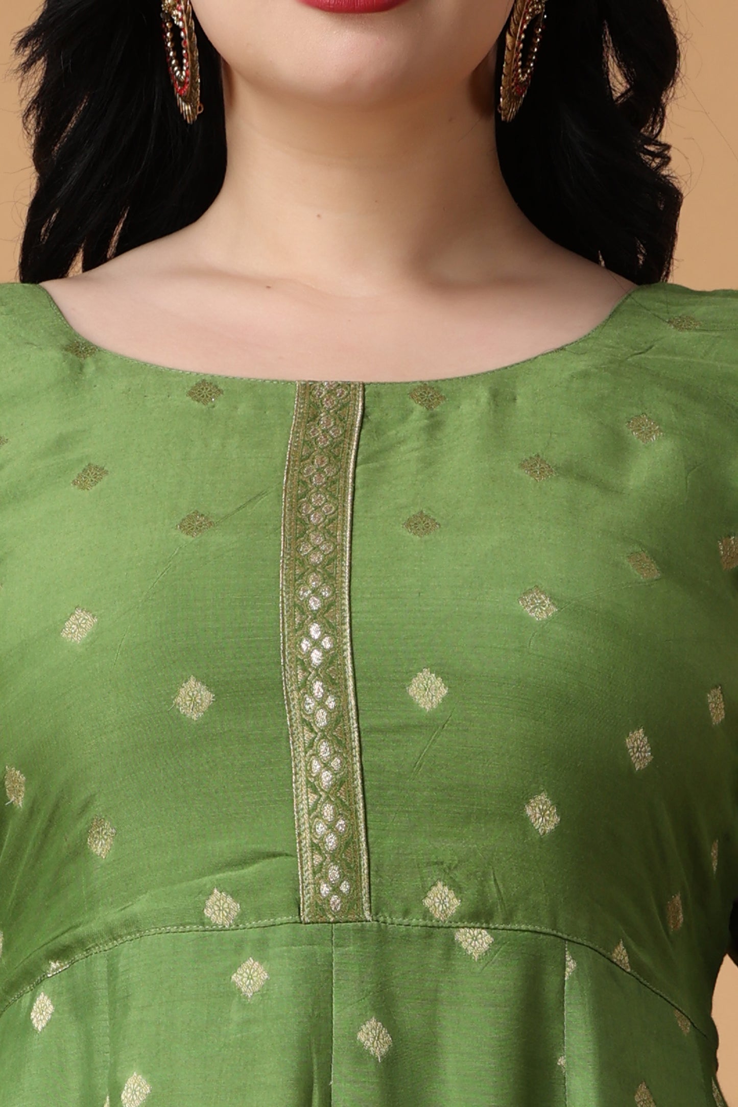 Greeny Melody Silk Anarkali Suit